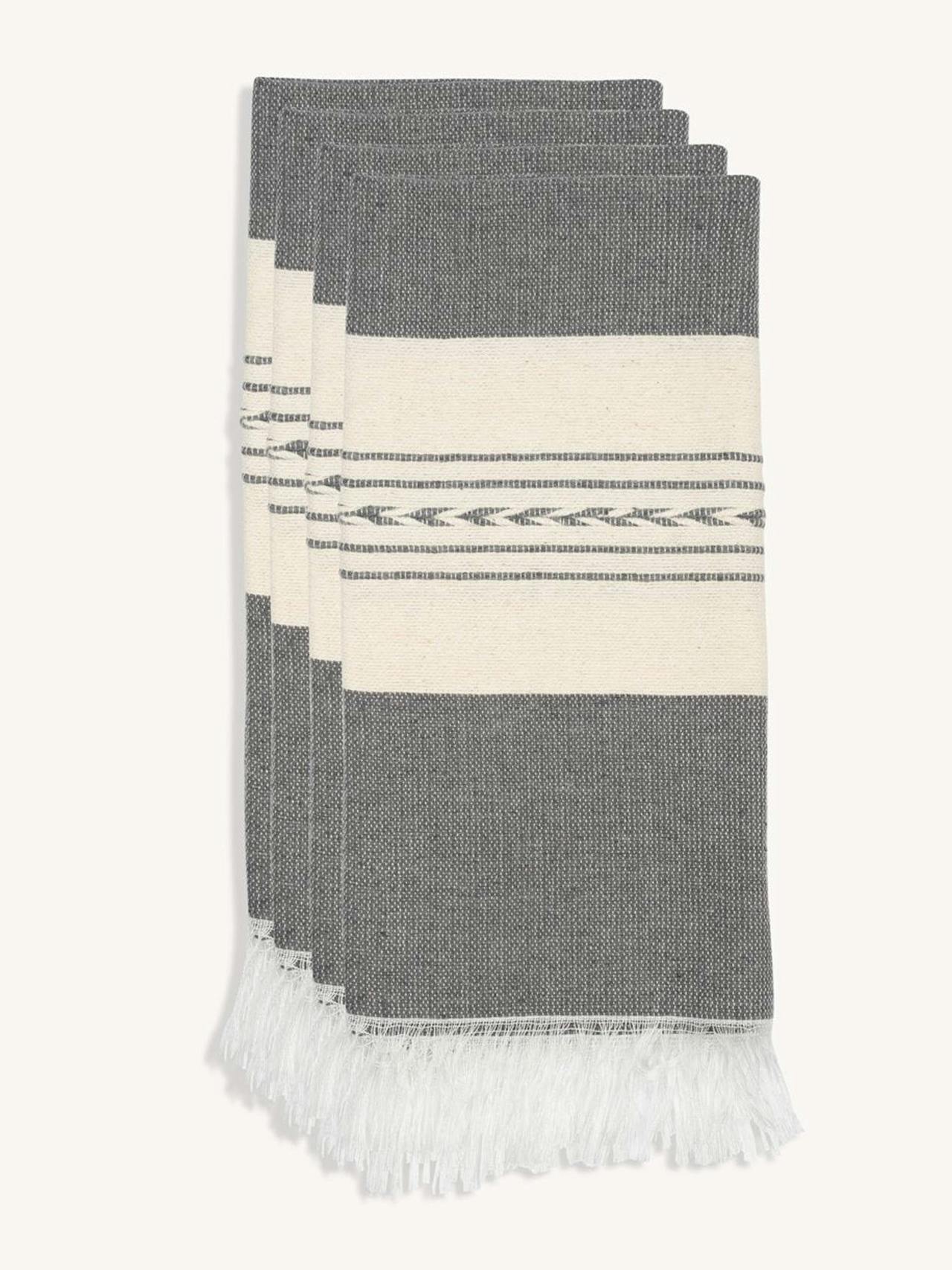Grey and white Carina handwoven napkins, set of 4