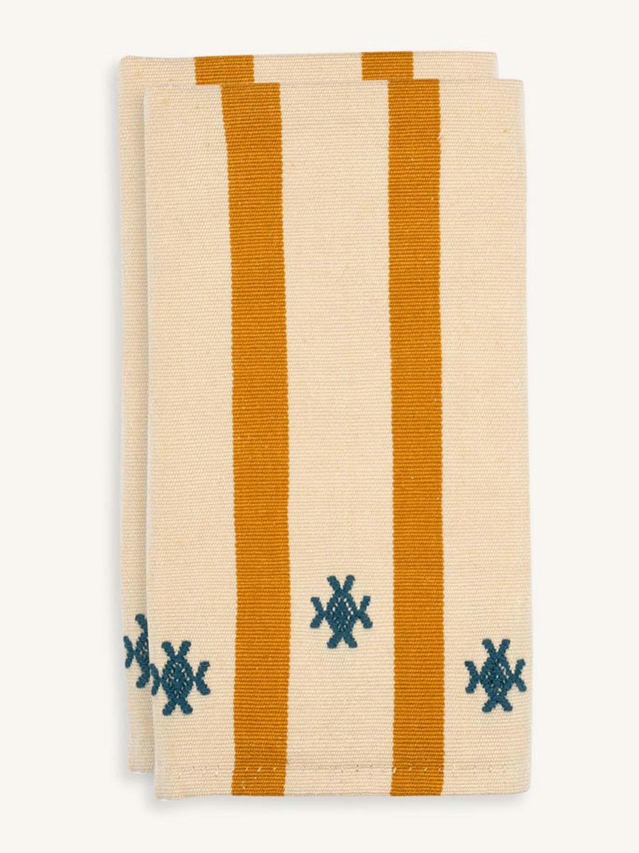 Yellow Izamna handwoven stripe napkins, set of 2