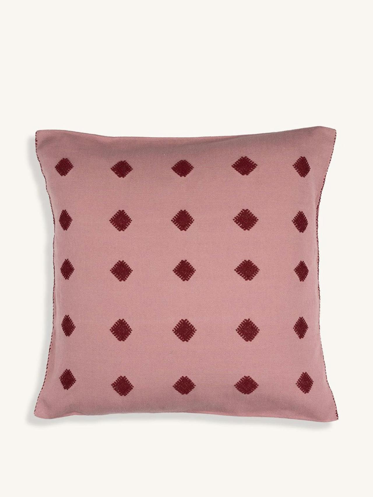 Pink The Path Of The Sun handwoven cushion