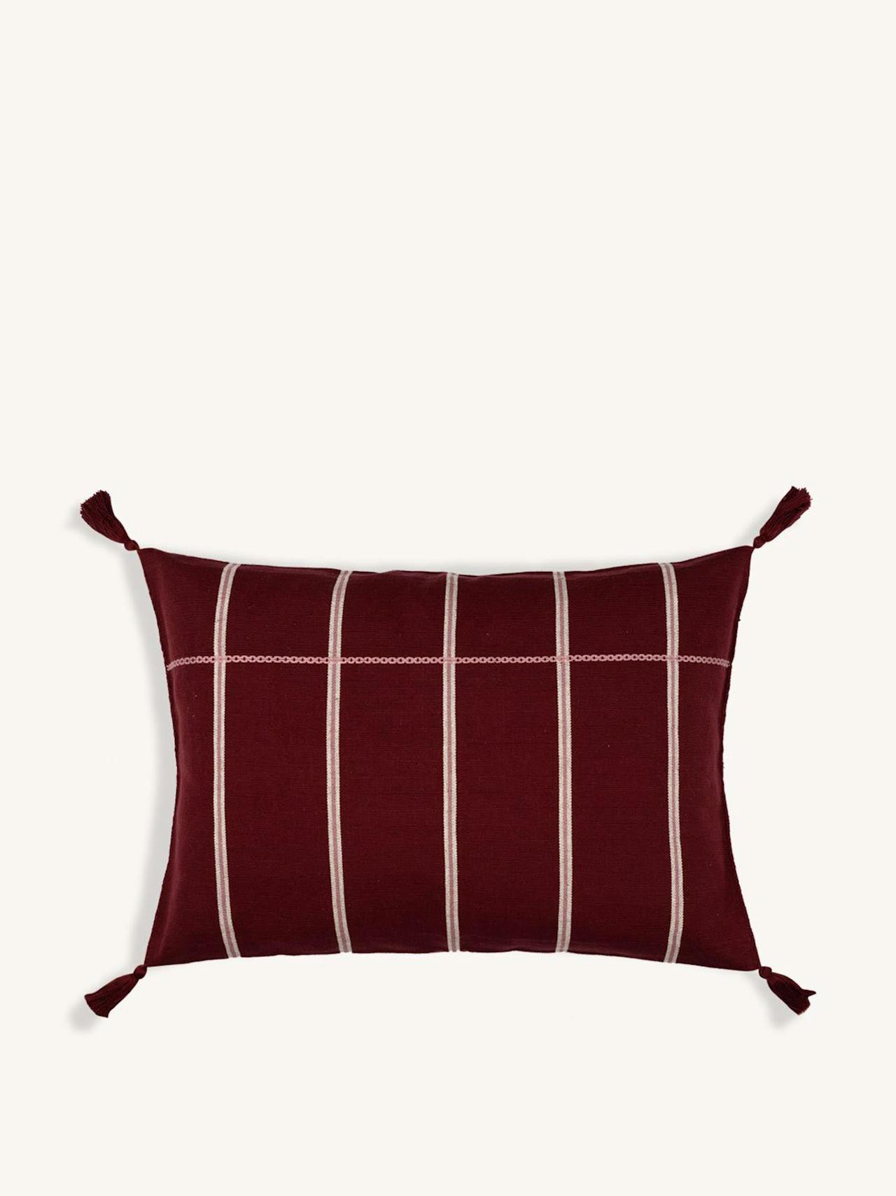 Red Rayas stripe Zinacantán cushion