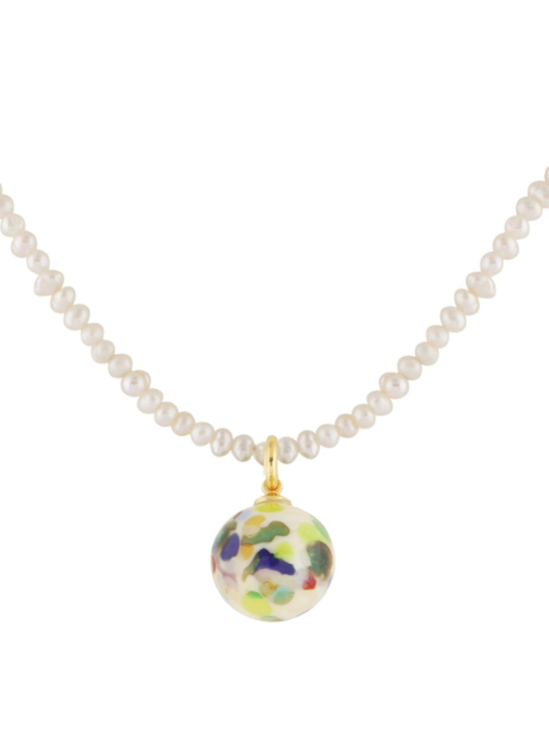Zero waste orbit pendant pearl necklace