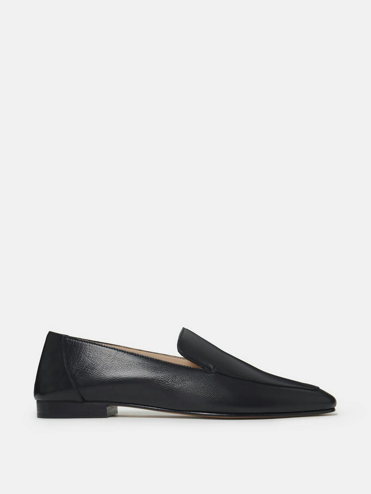 Black leather soft loafers