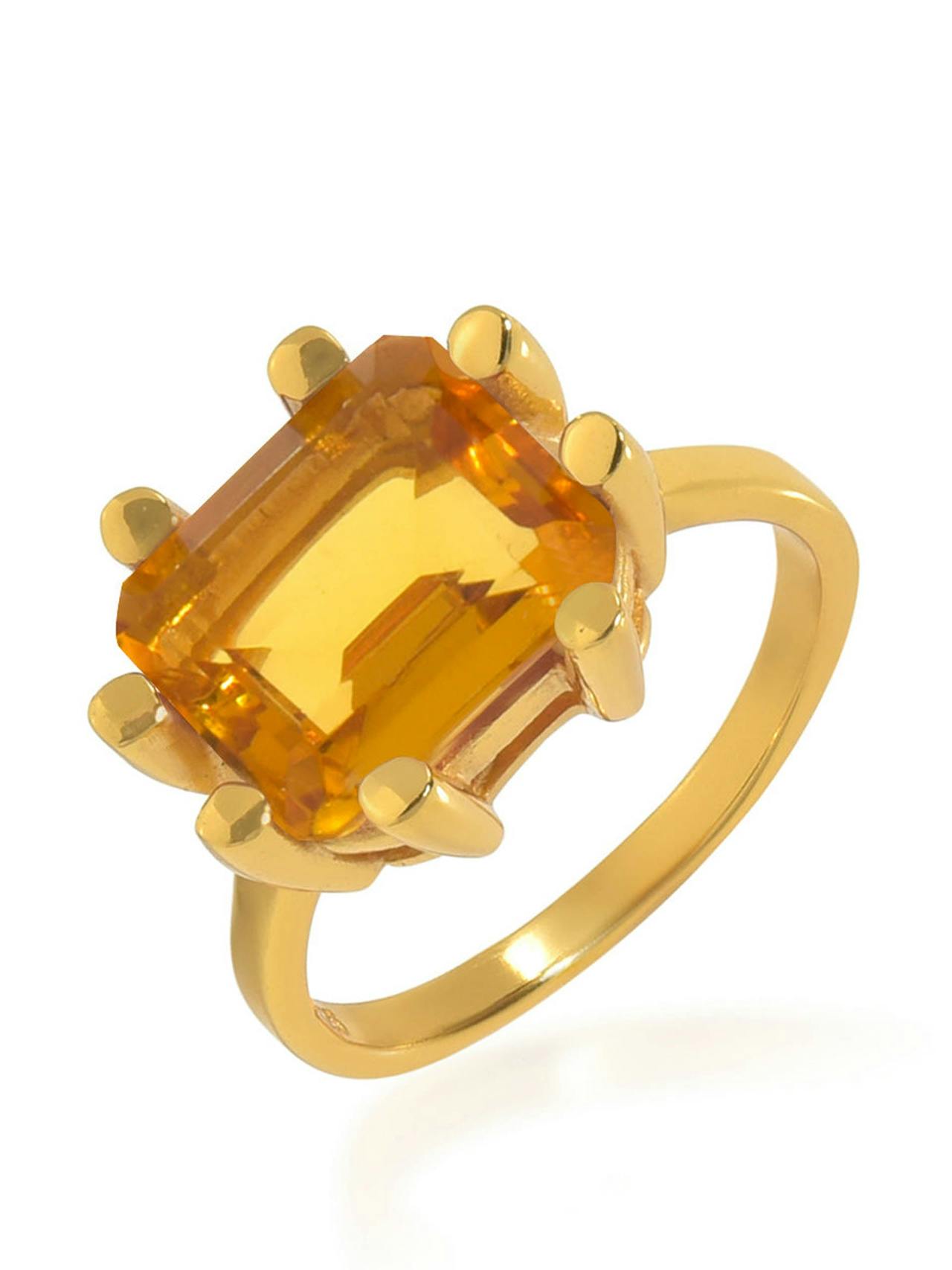 Citrine Square claw ring