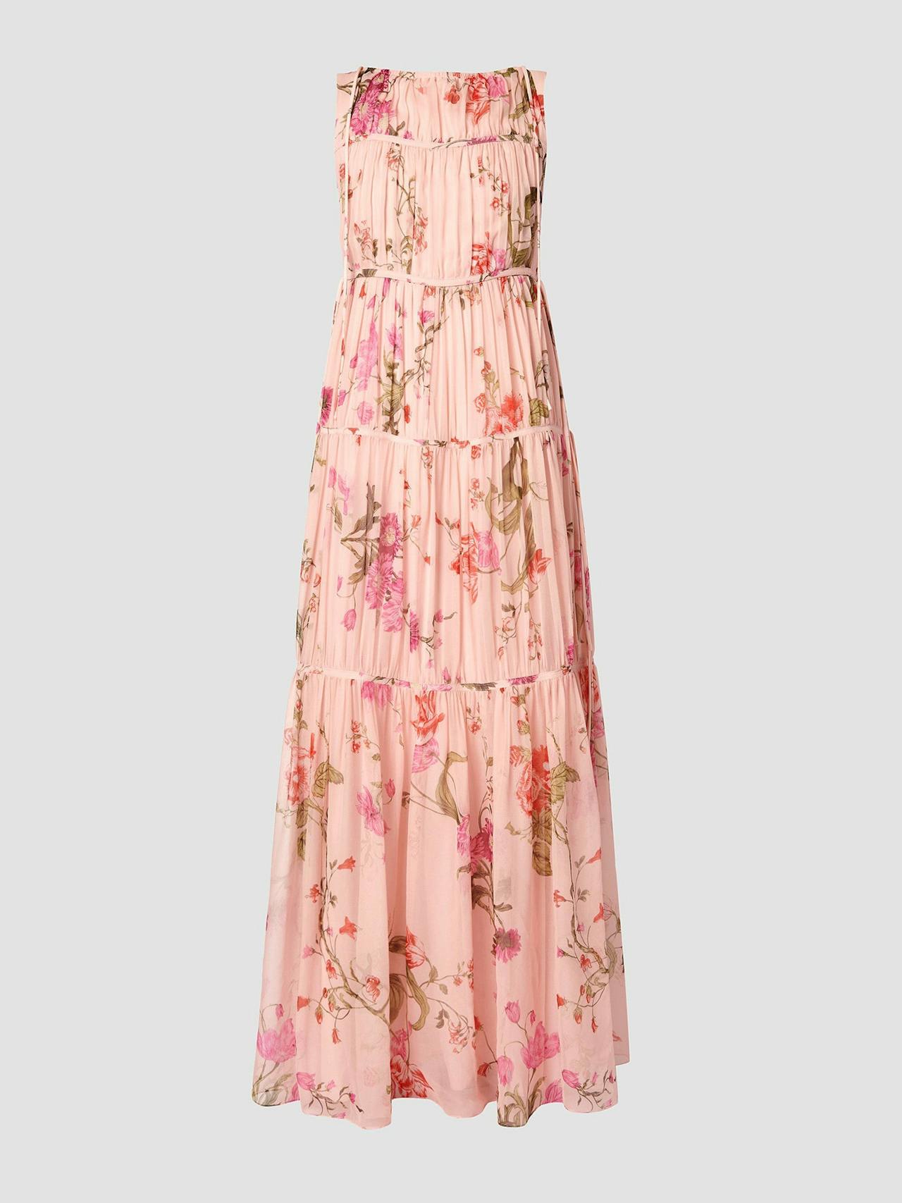 Ballet pink endsor silk voile gown with tie details