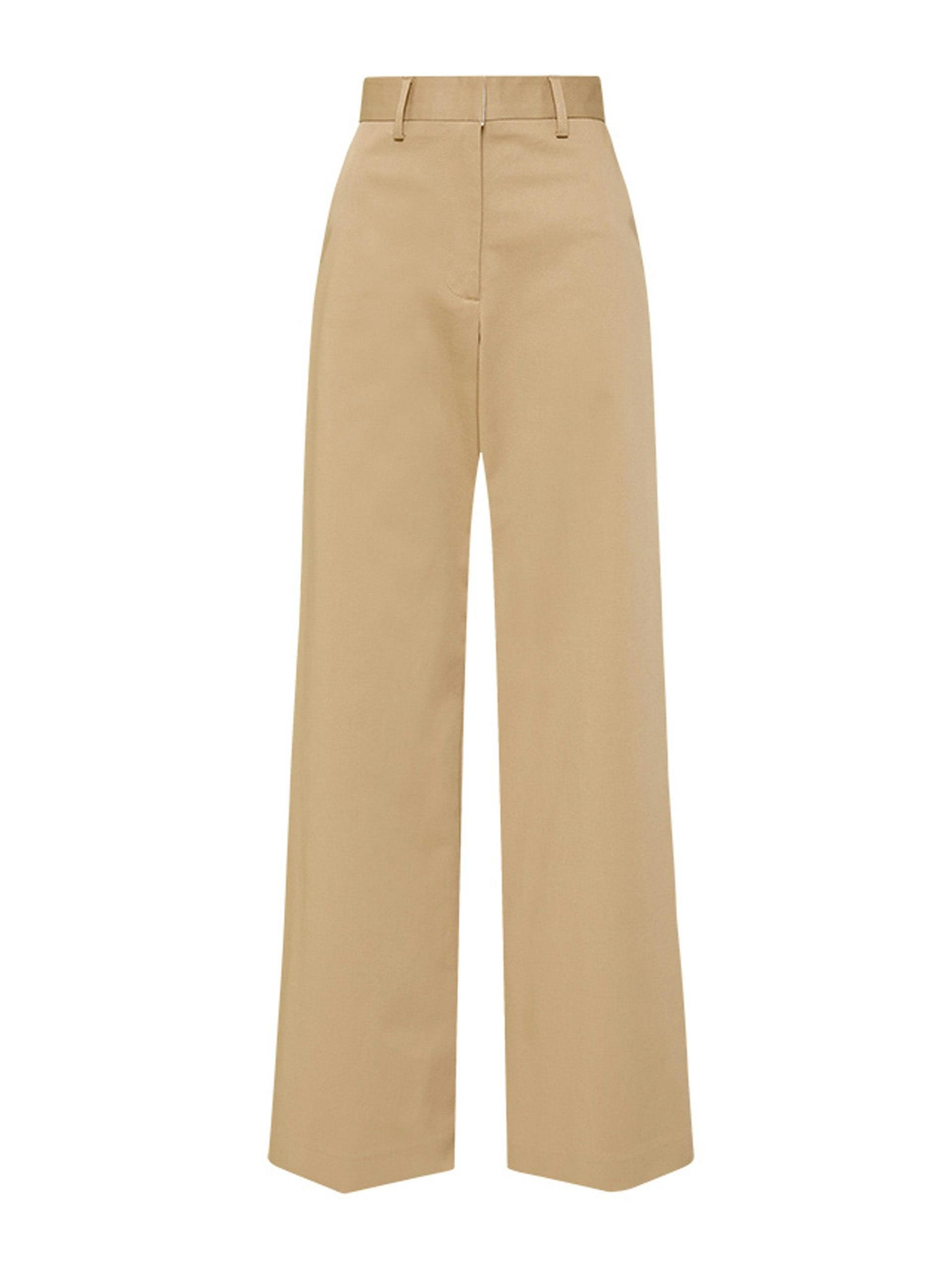 Sand straight twill trousers