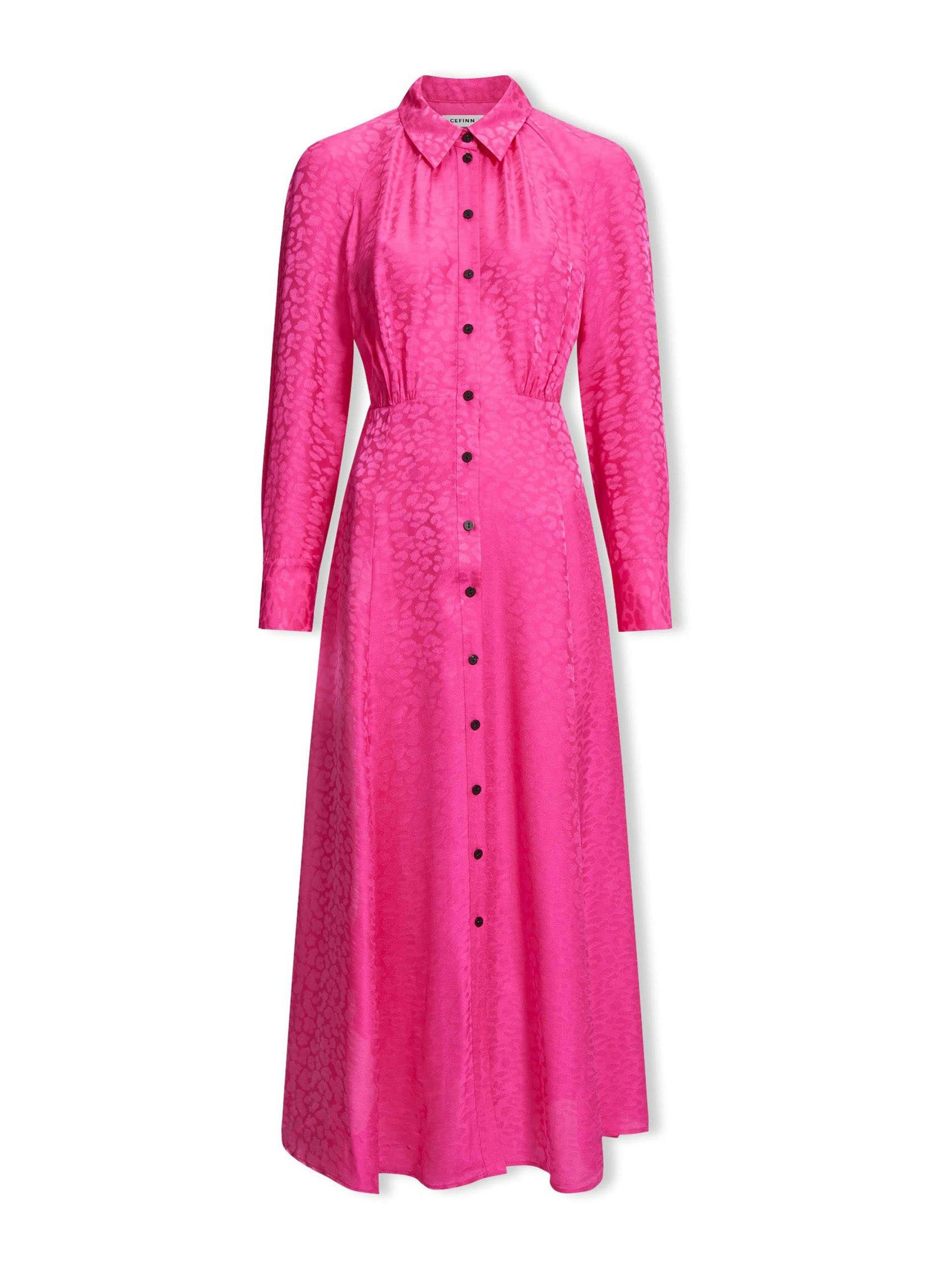 Hot pink Astrid silk blend maxi dress