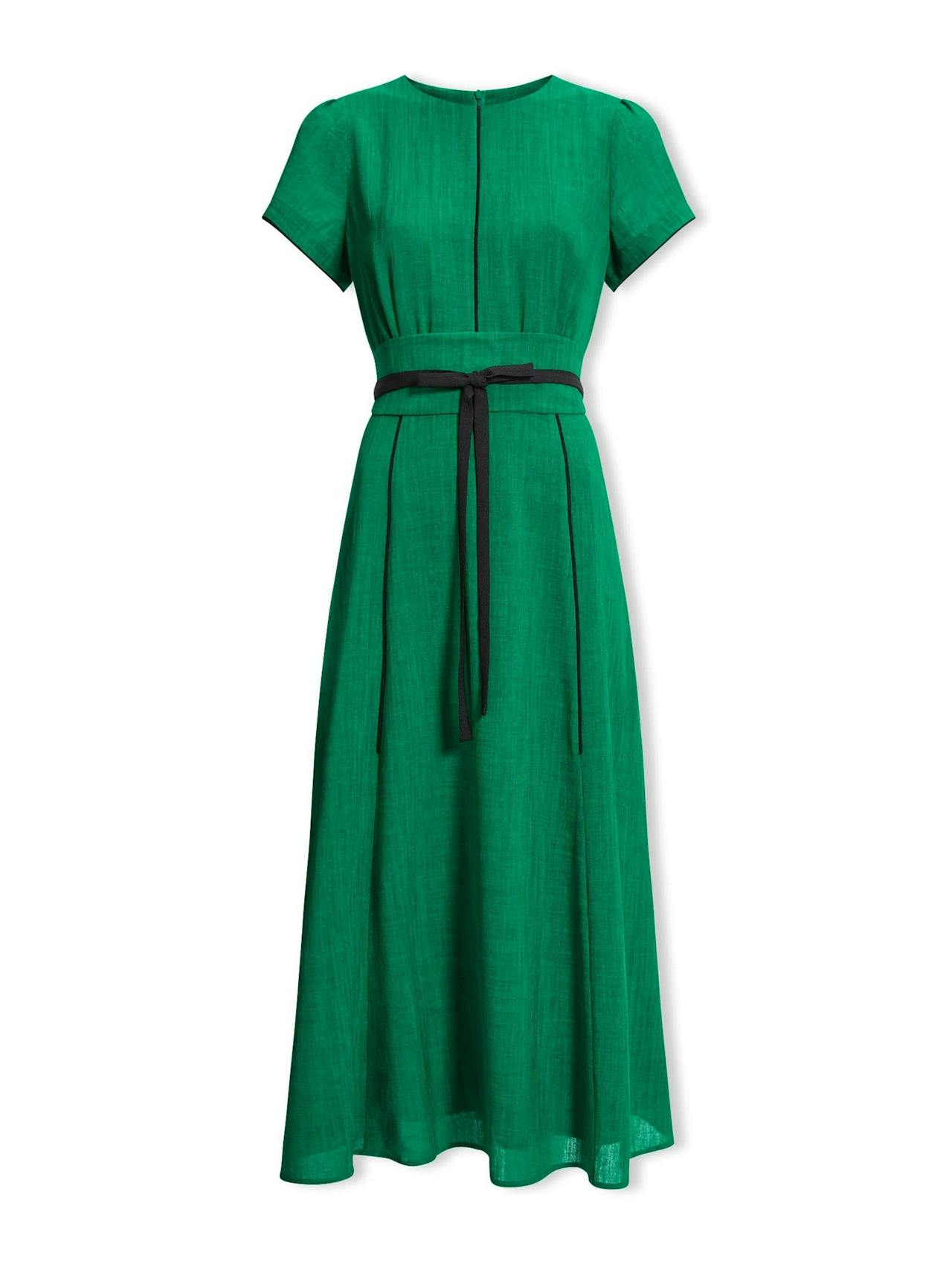 Emerald green black Rosie techni voile maxi dress