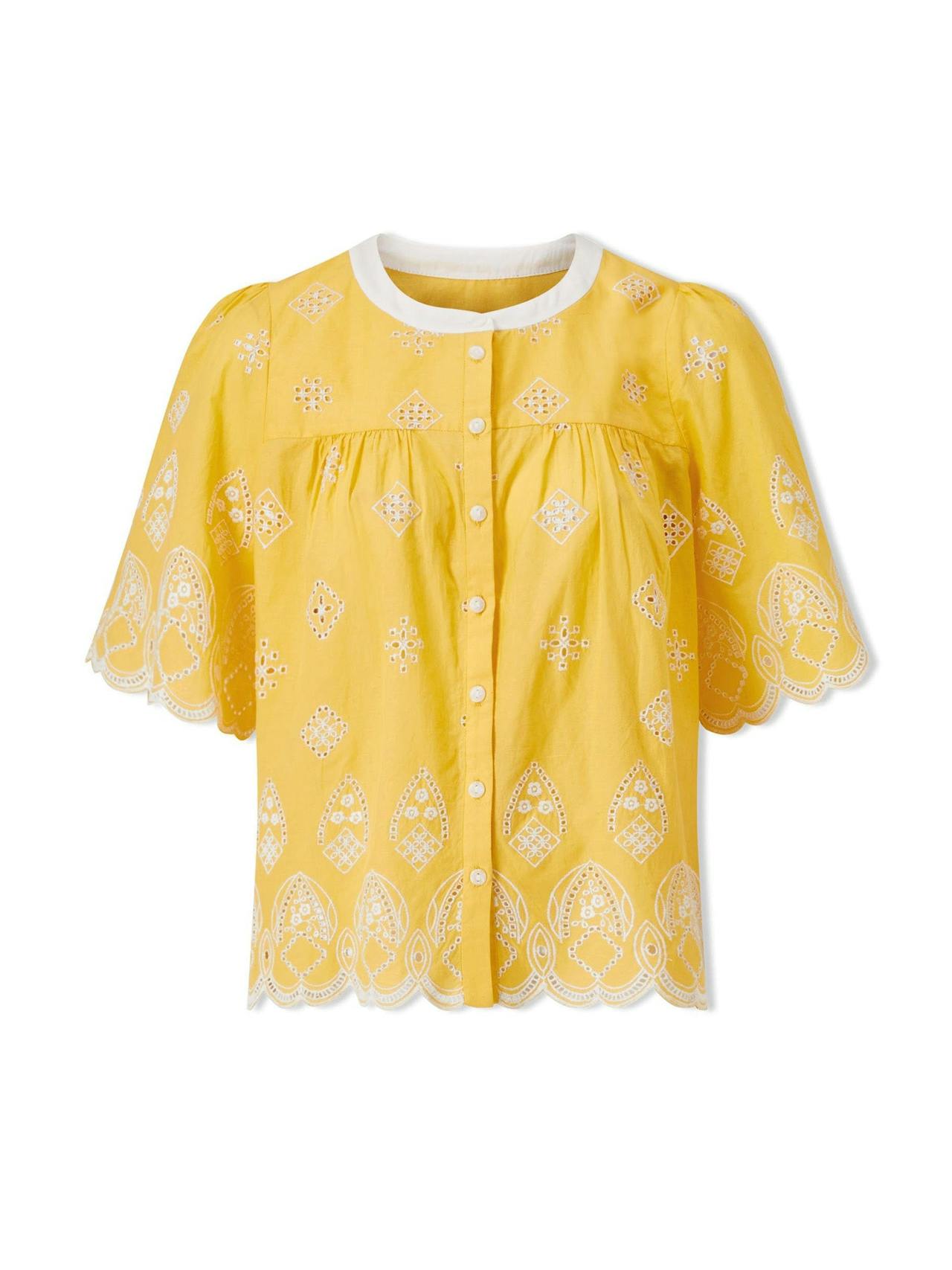 Yellow white Bonnie organic cotton blouse
