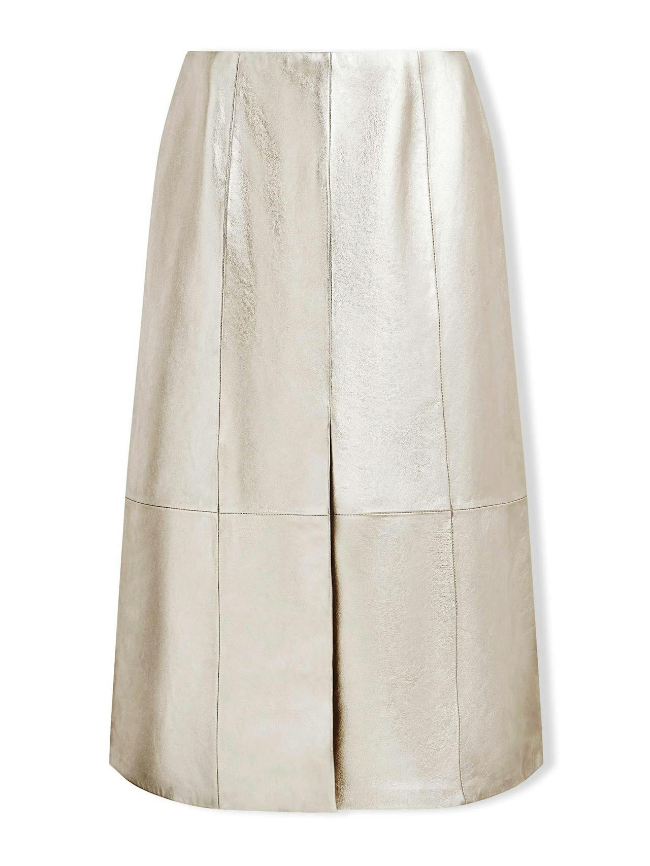 Light gold Robyn leather midi skirt