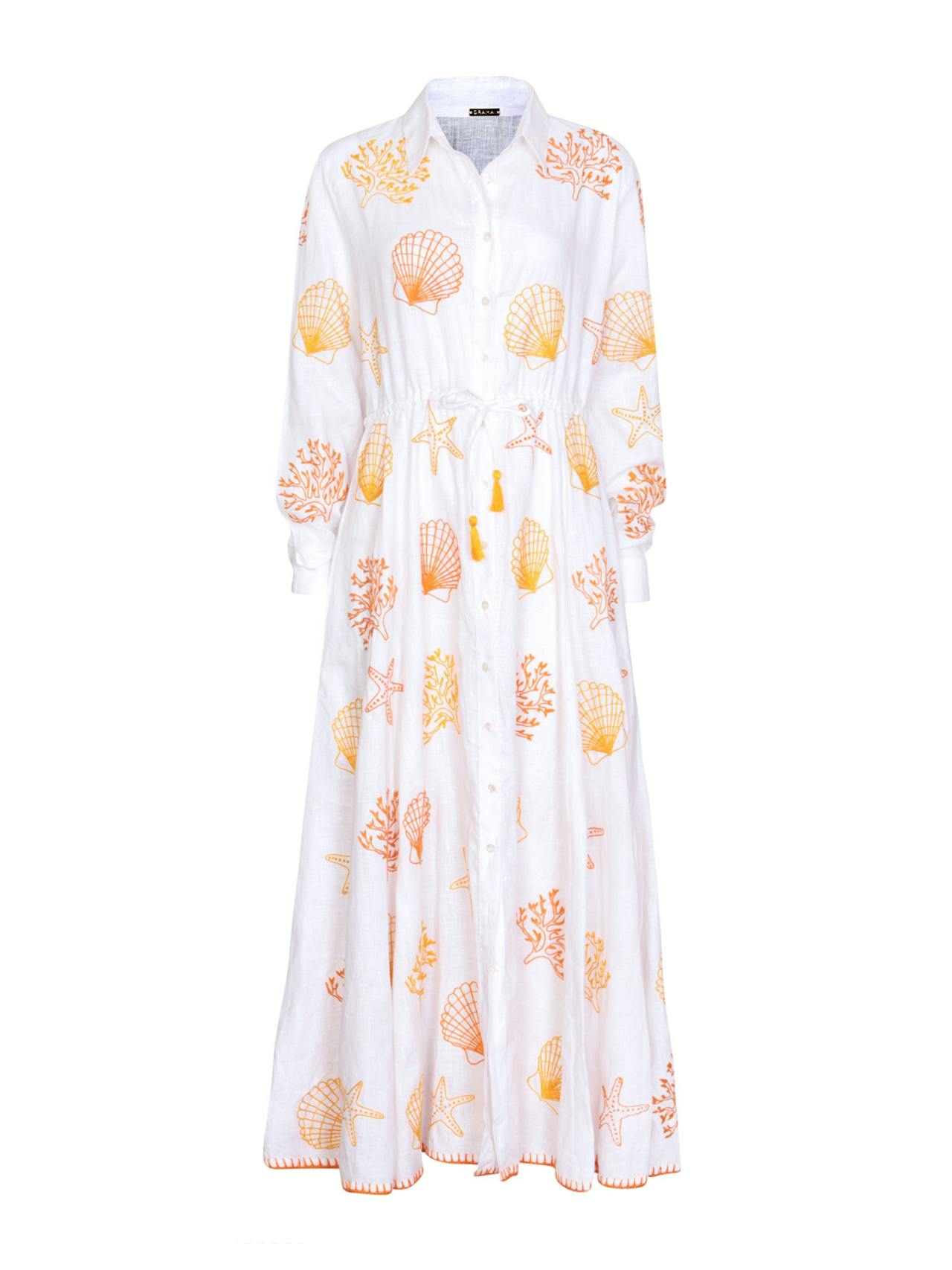 Amalfi long dress x saheli coral embroidery dress