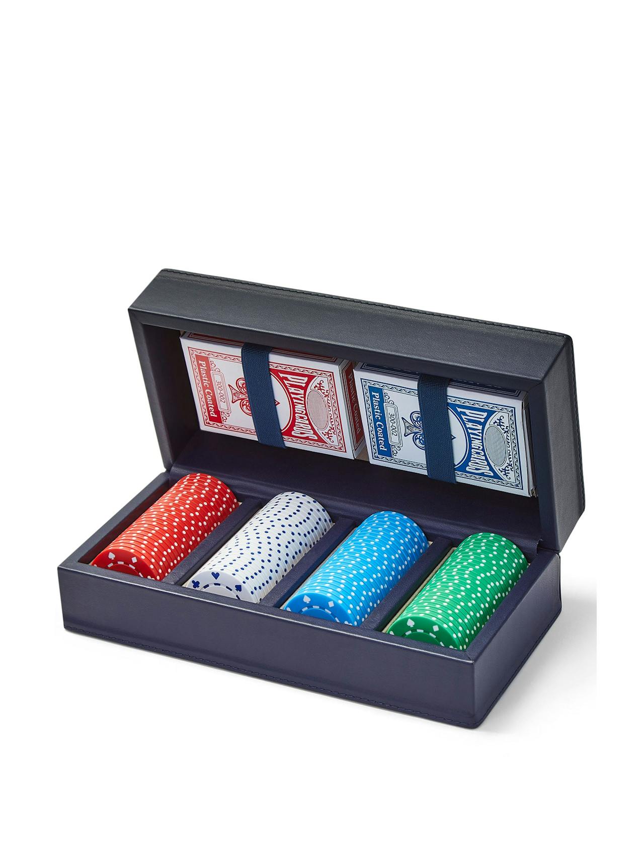Sapphire leather poker set