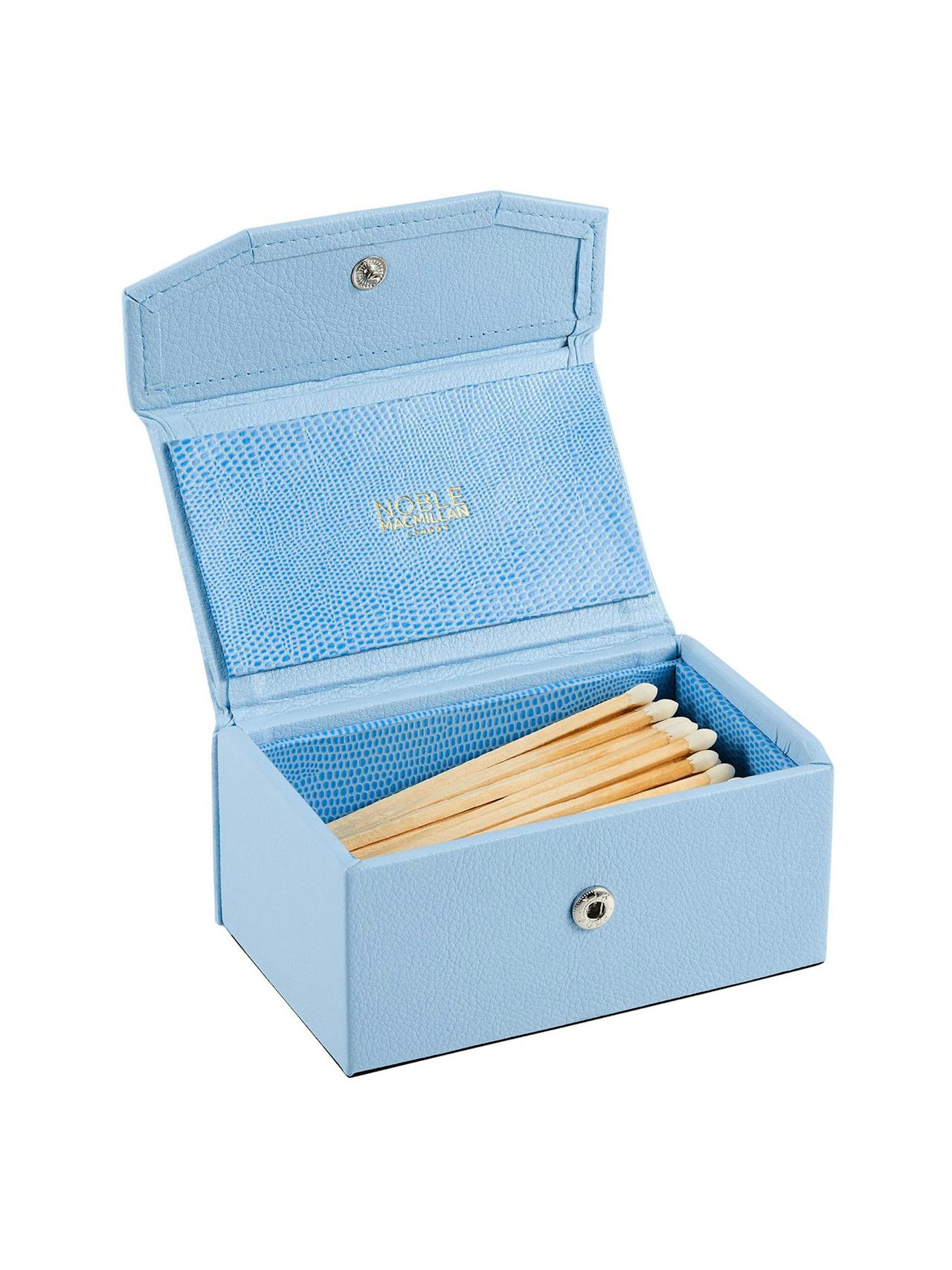 Blue small leather matchbox