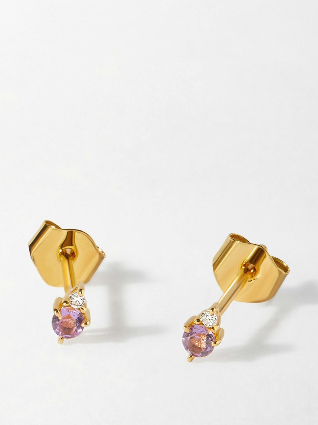 Amethyst diamond stud earrings