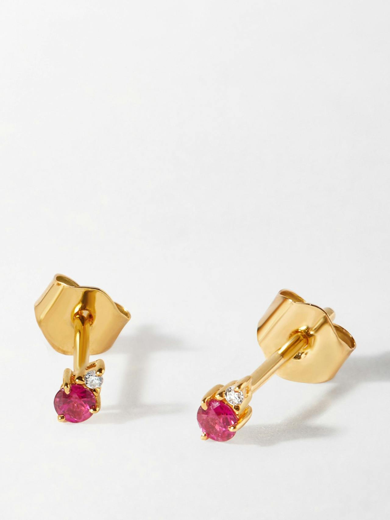 Ruby diamond stud earrings