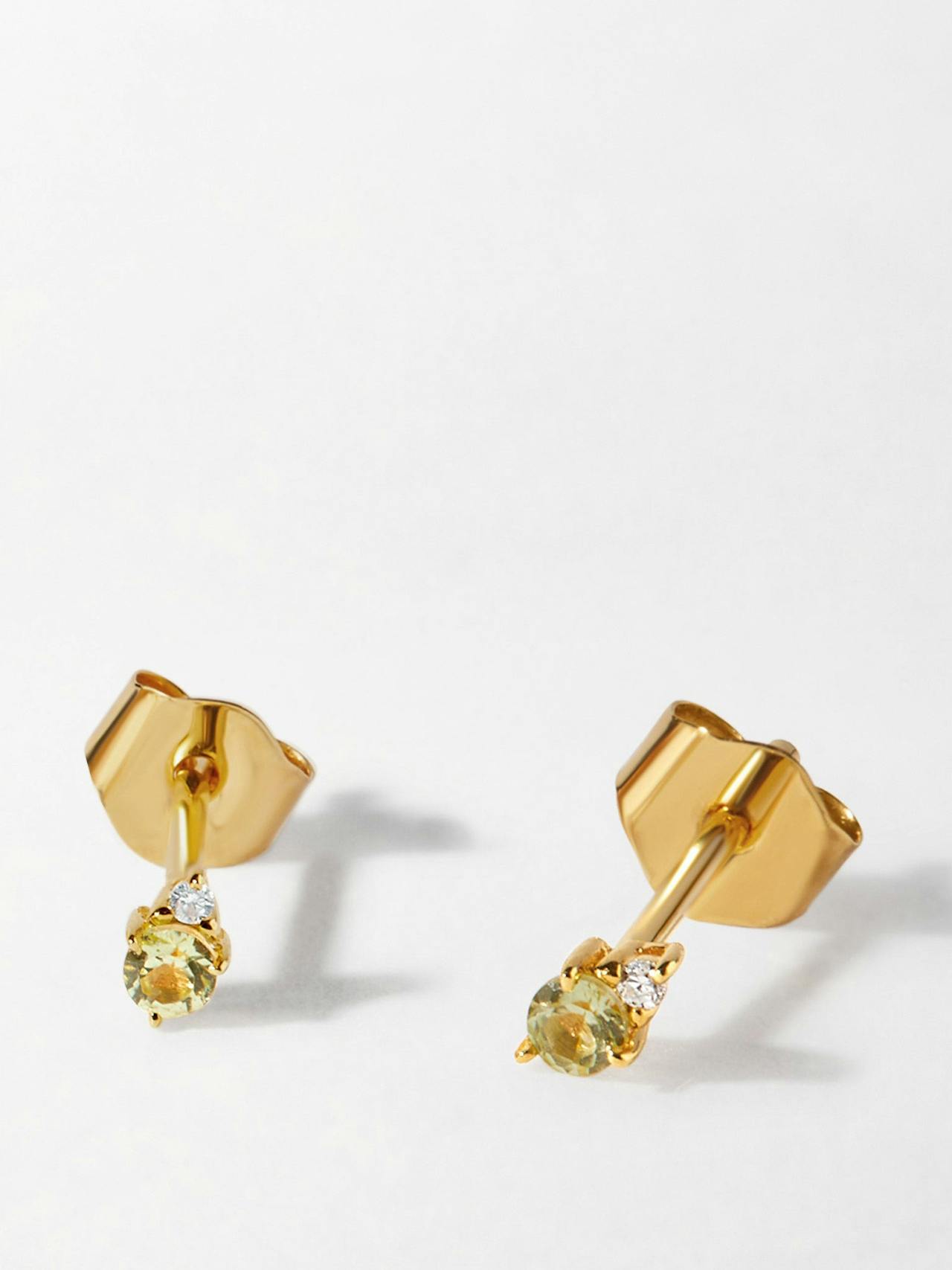 Peridot diamond stud earrings