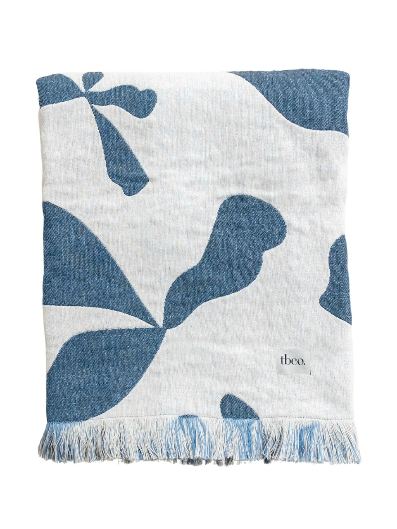 Blue abstract cotton throw