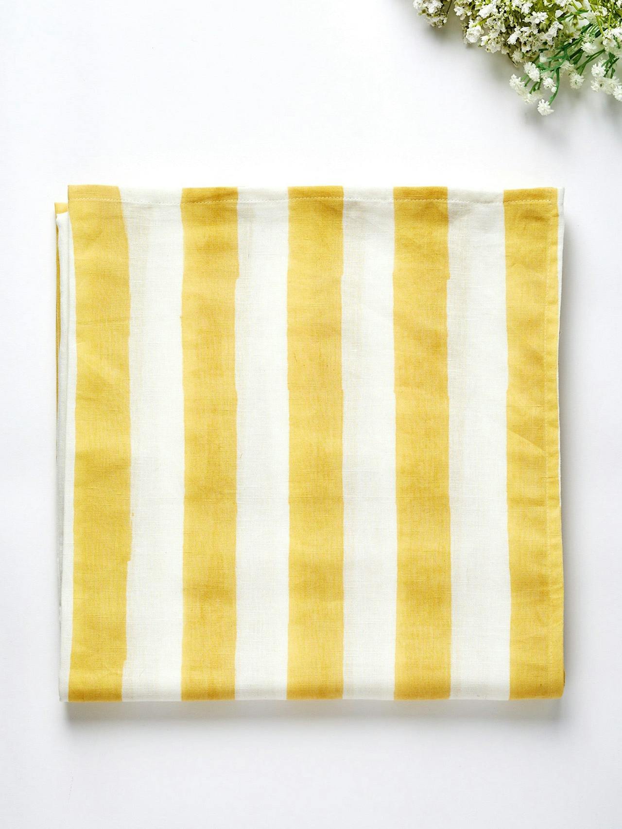 Positano yellow stripe tablecloth