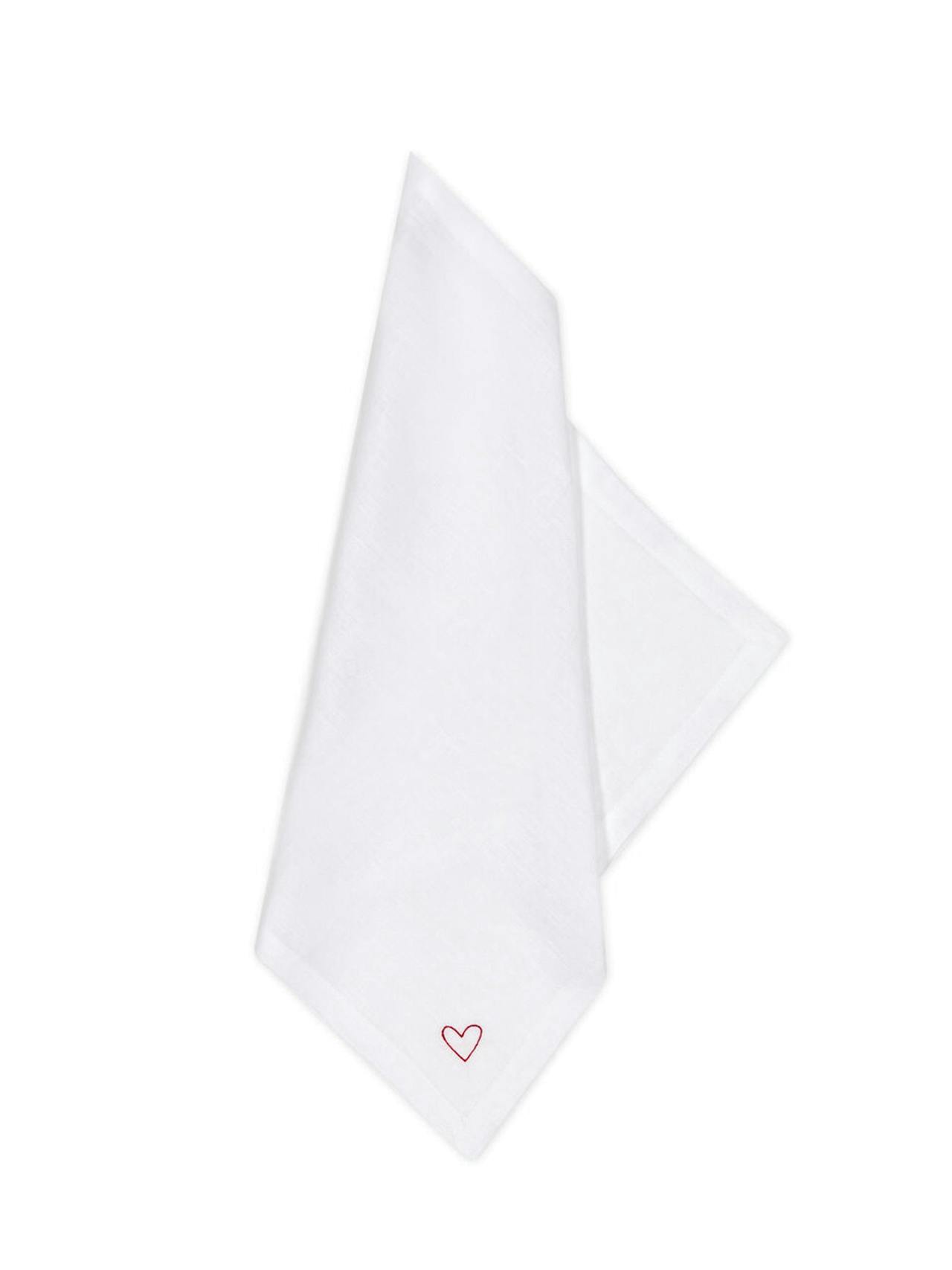 Embroidered heart napkins, set of 4