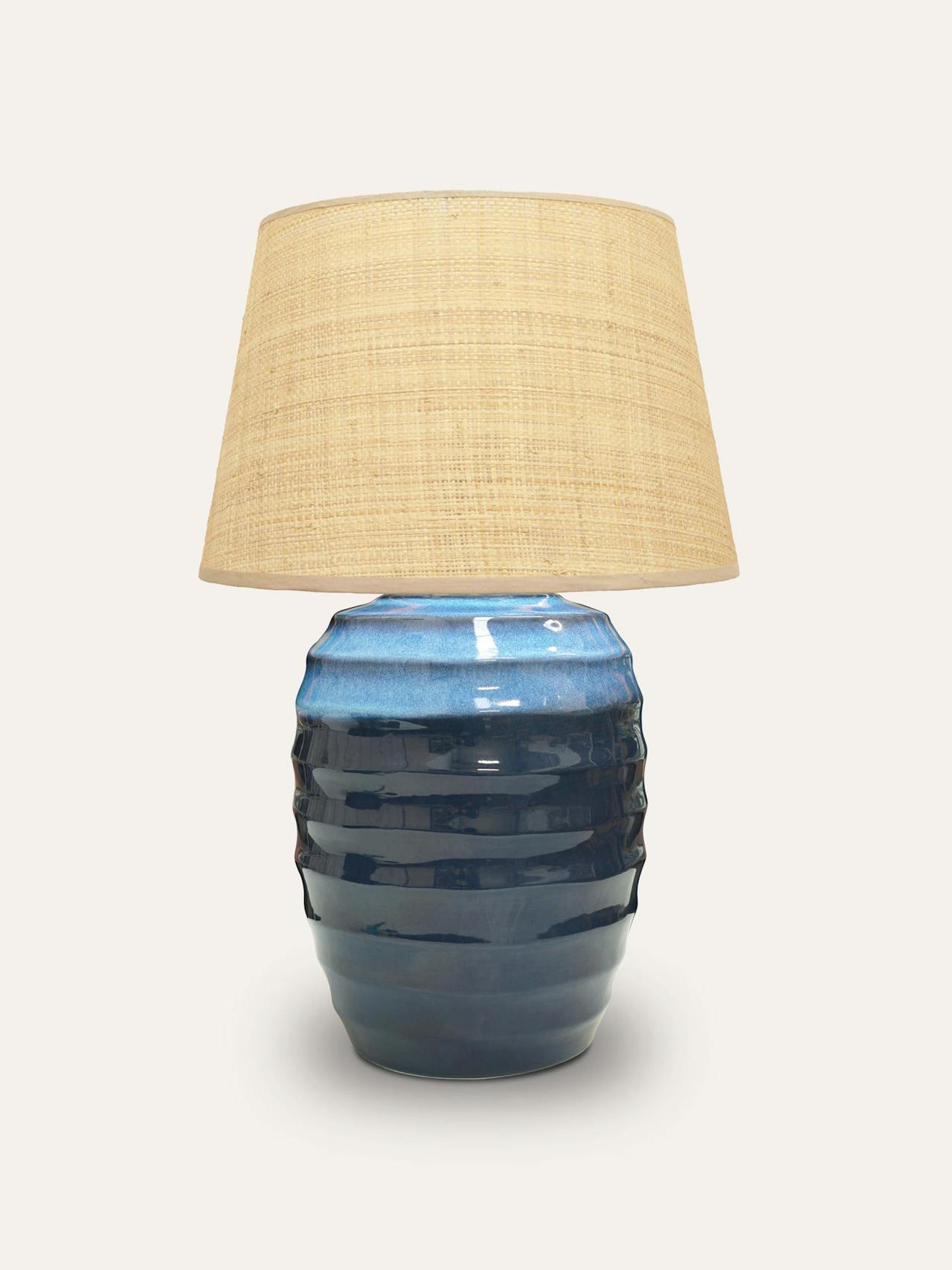 Blue beehive ceramic lamp