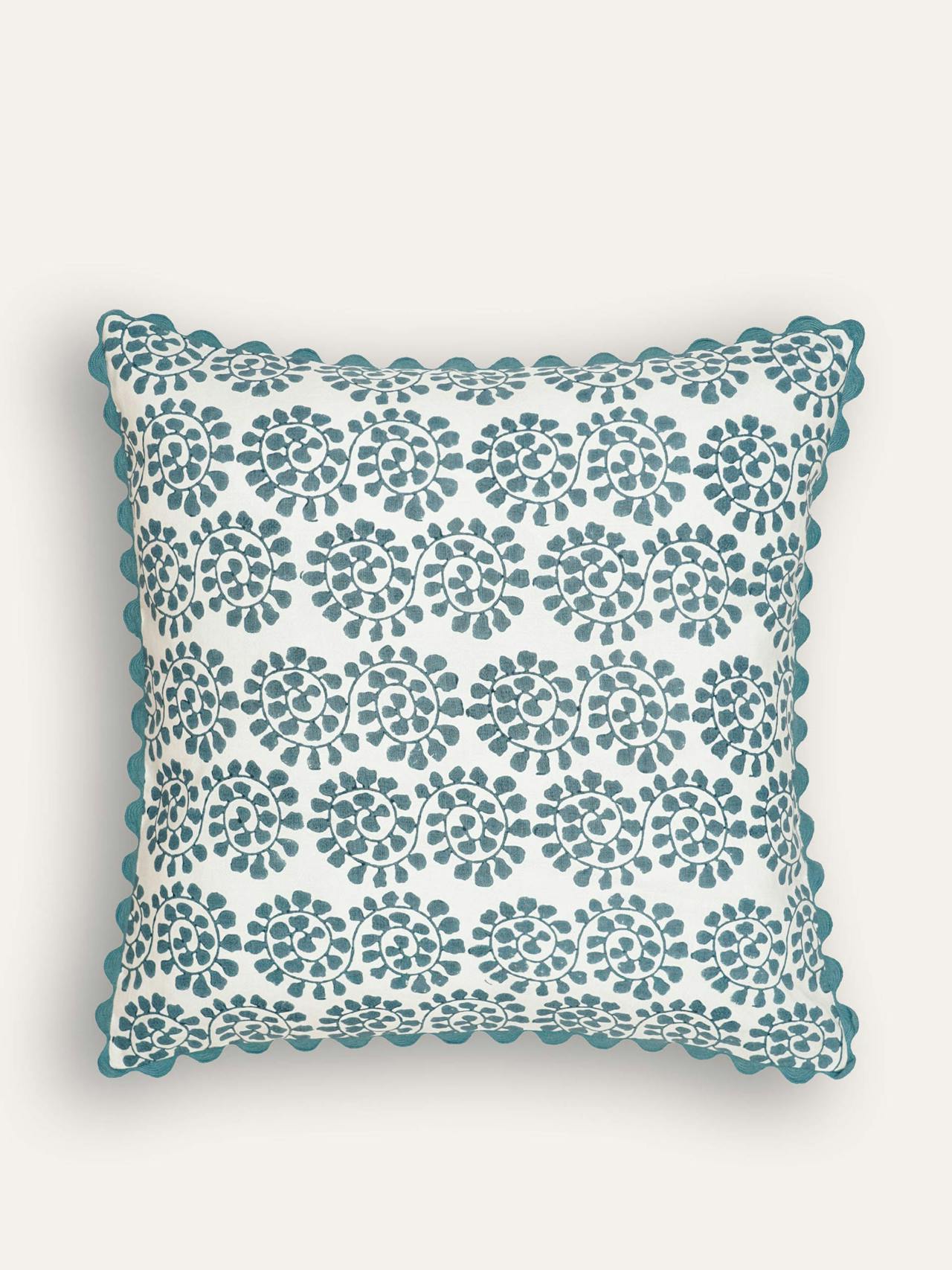 Blue Cordoba block print cushion