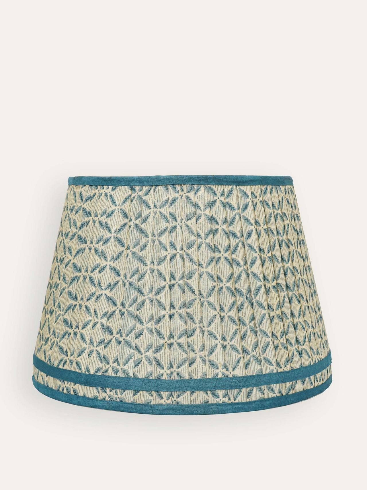 Blue Trellis pleated silk double band lampshade