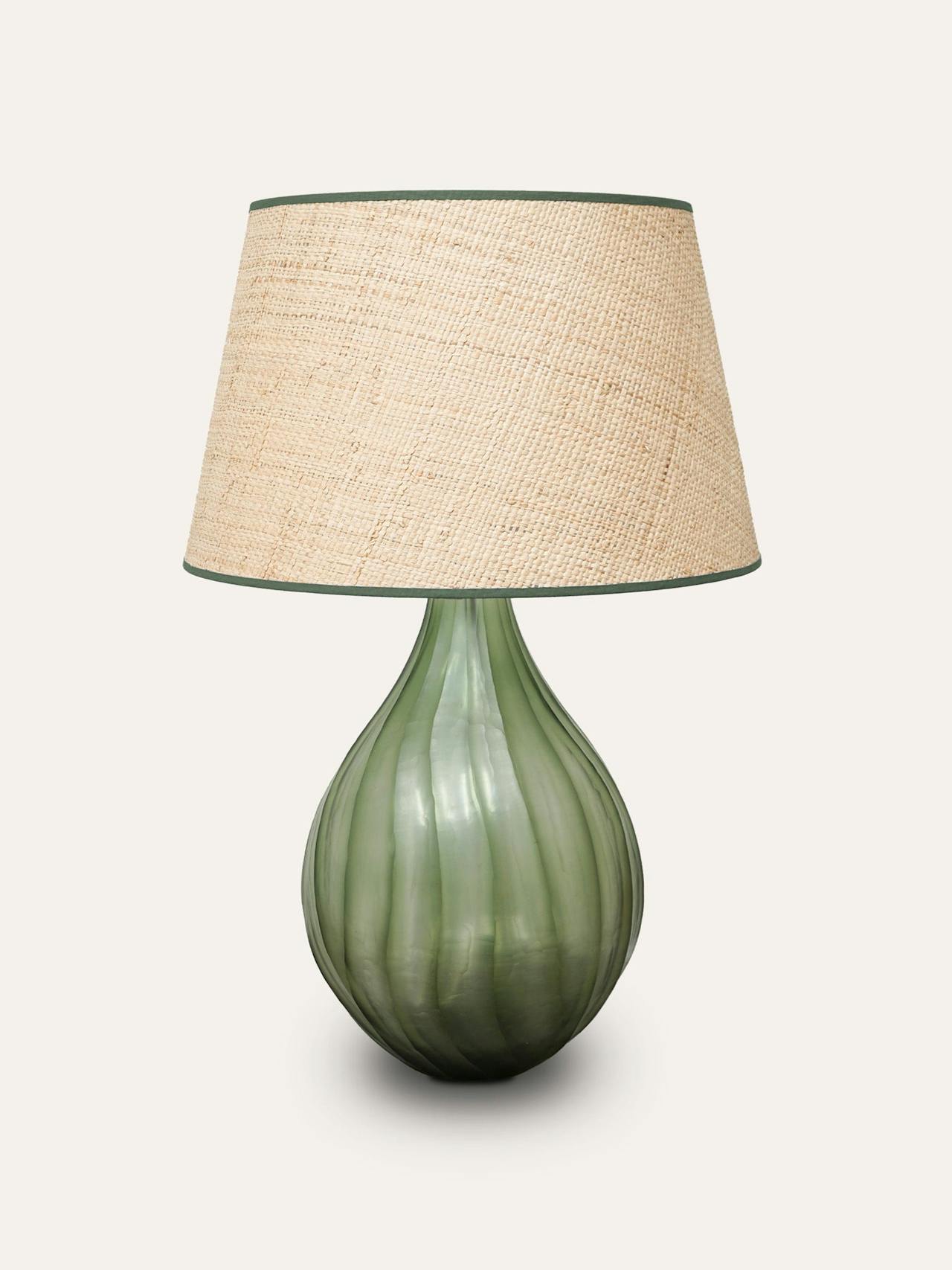 Green Etched glass lamp