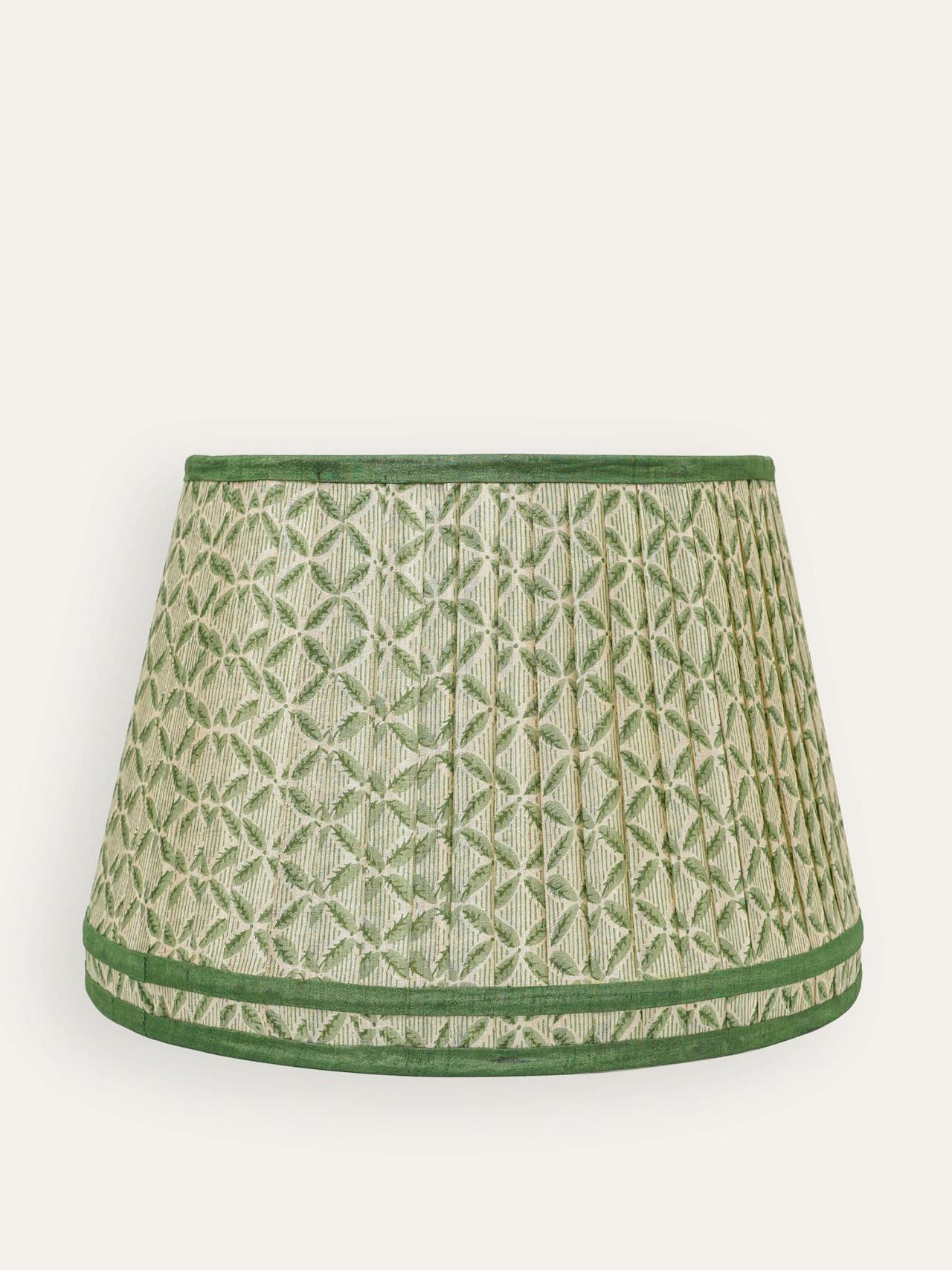 Green Trellis pleated silk double band lampshade