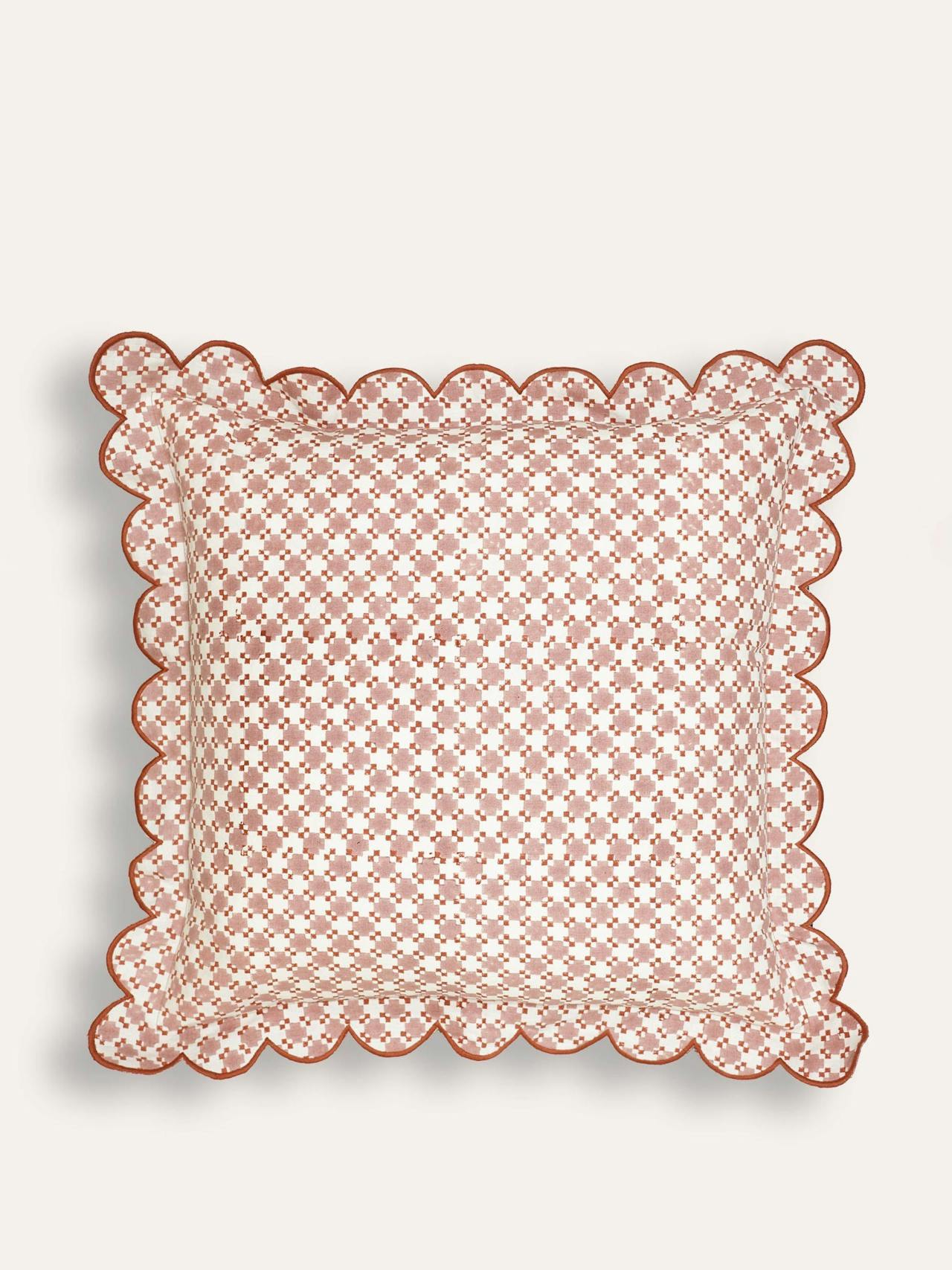 Pink Capilla block print cushion