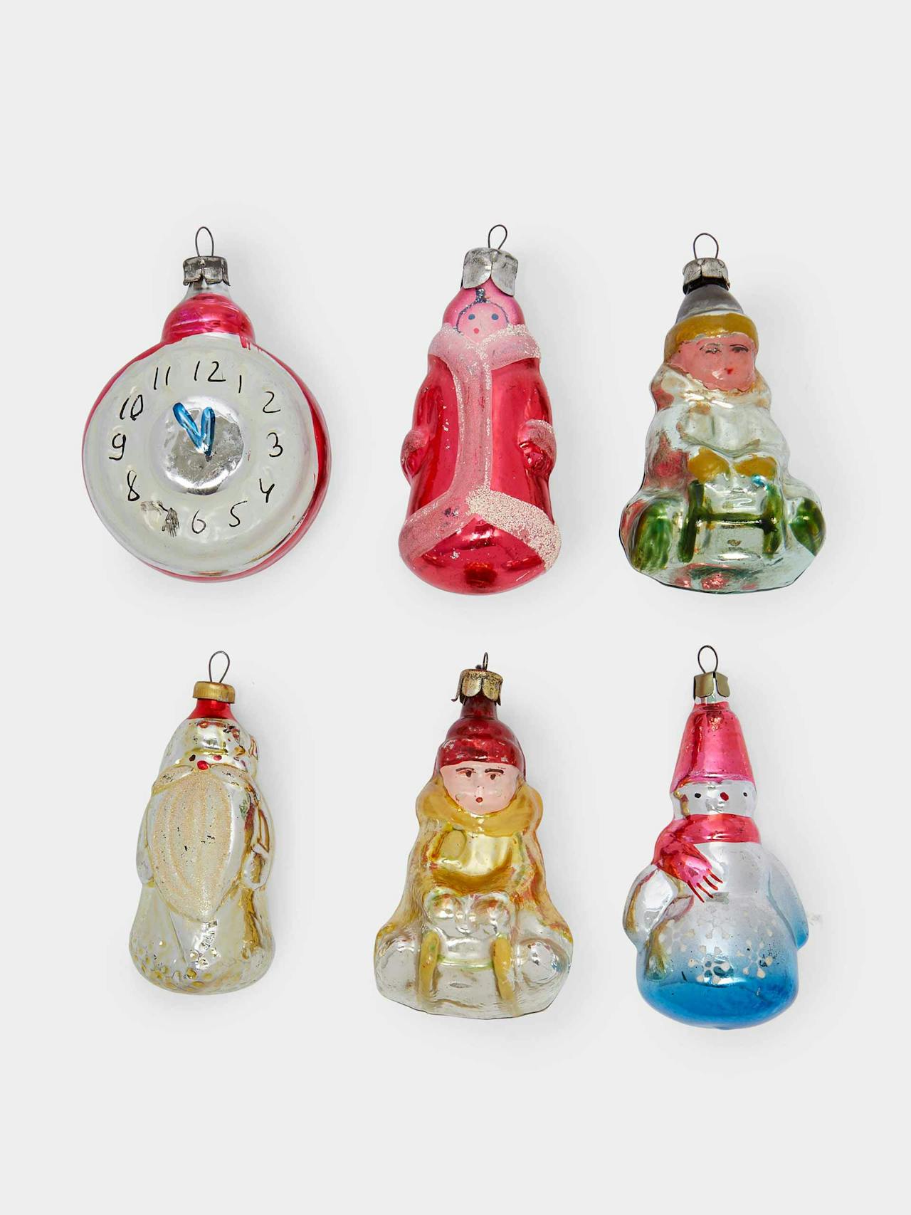 1950s Christmas morning glass tree decorations (set of 6)