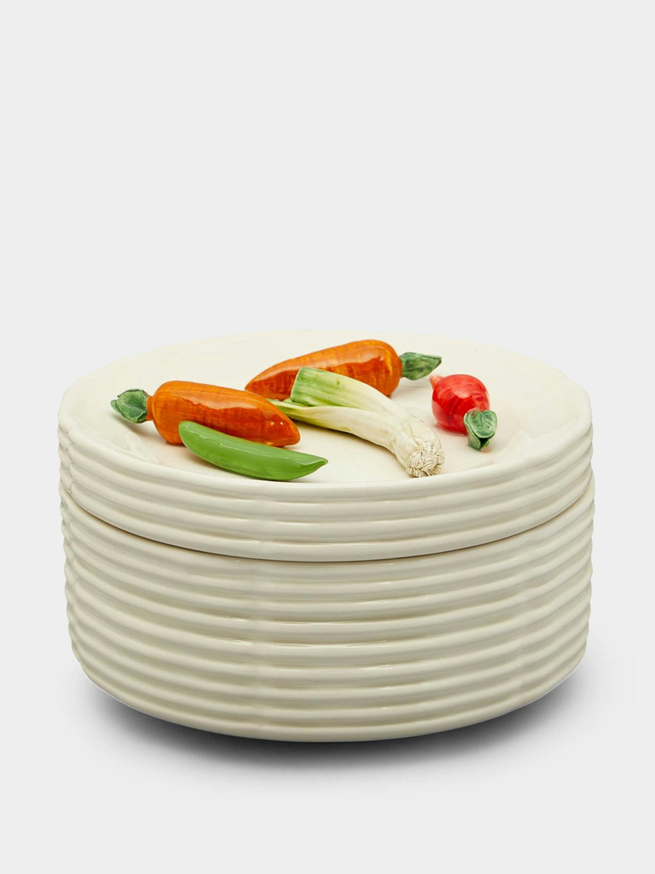 Vegetables hand-painted ceramic trompe-l'oeil box