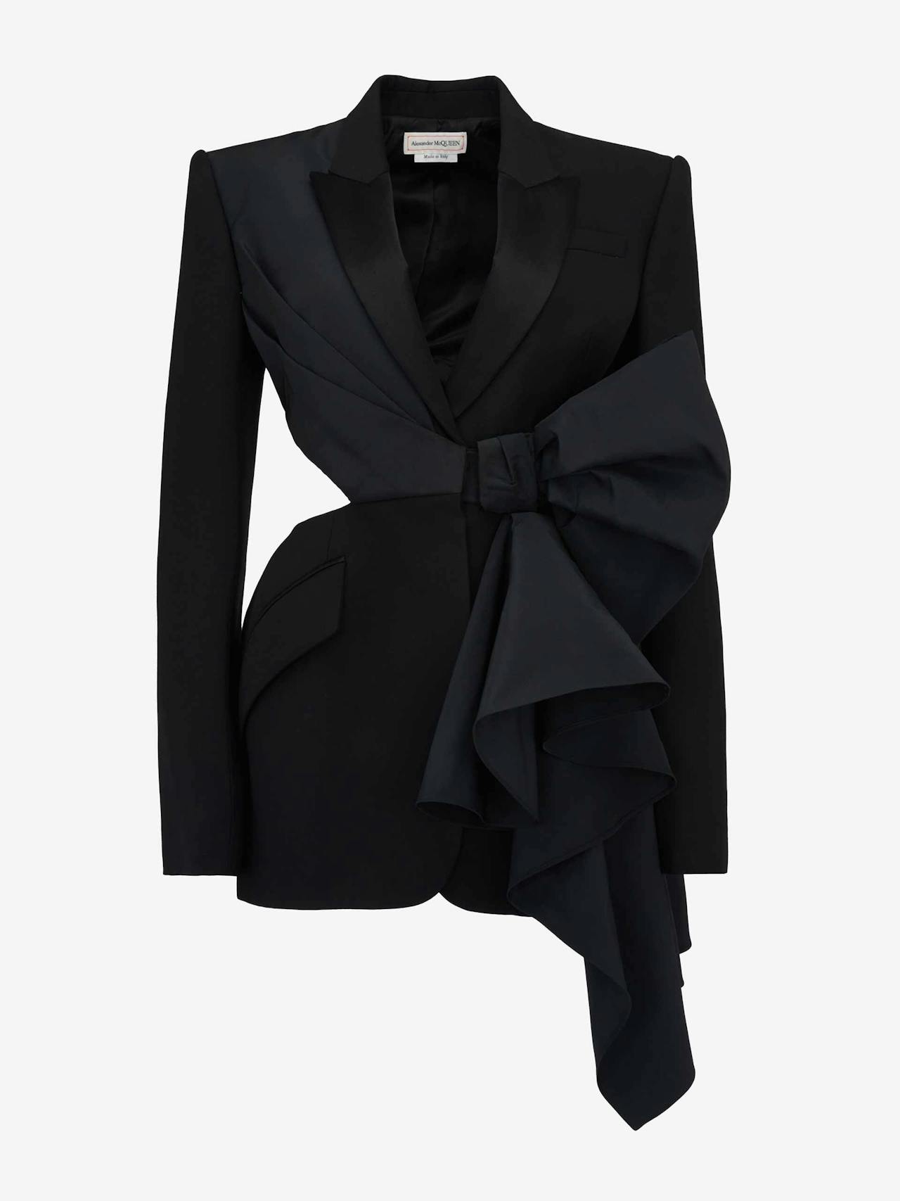 Women's bow slashed jacket in black
