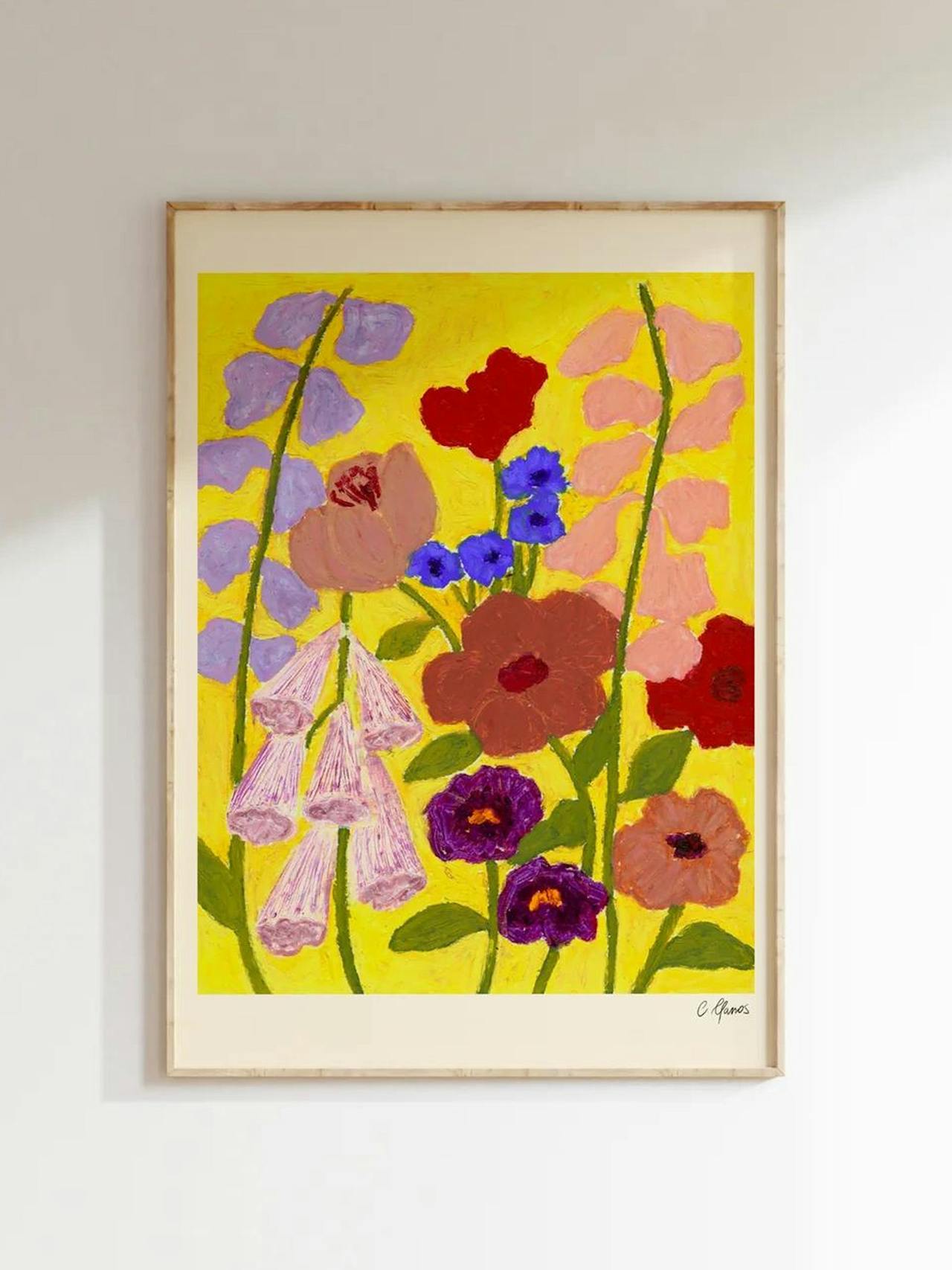 'Flowers on Yellow' print
