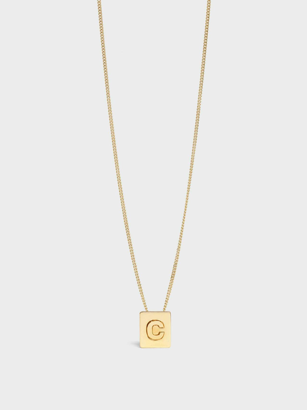 Alphabet C necklace in brass with Gold
