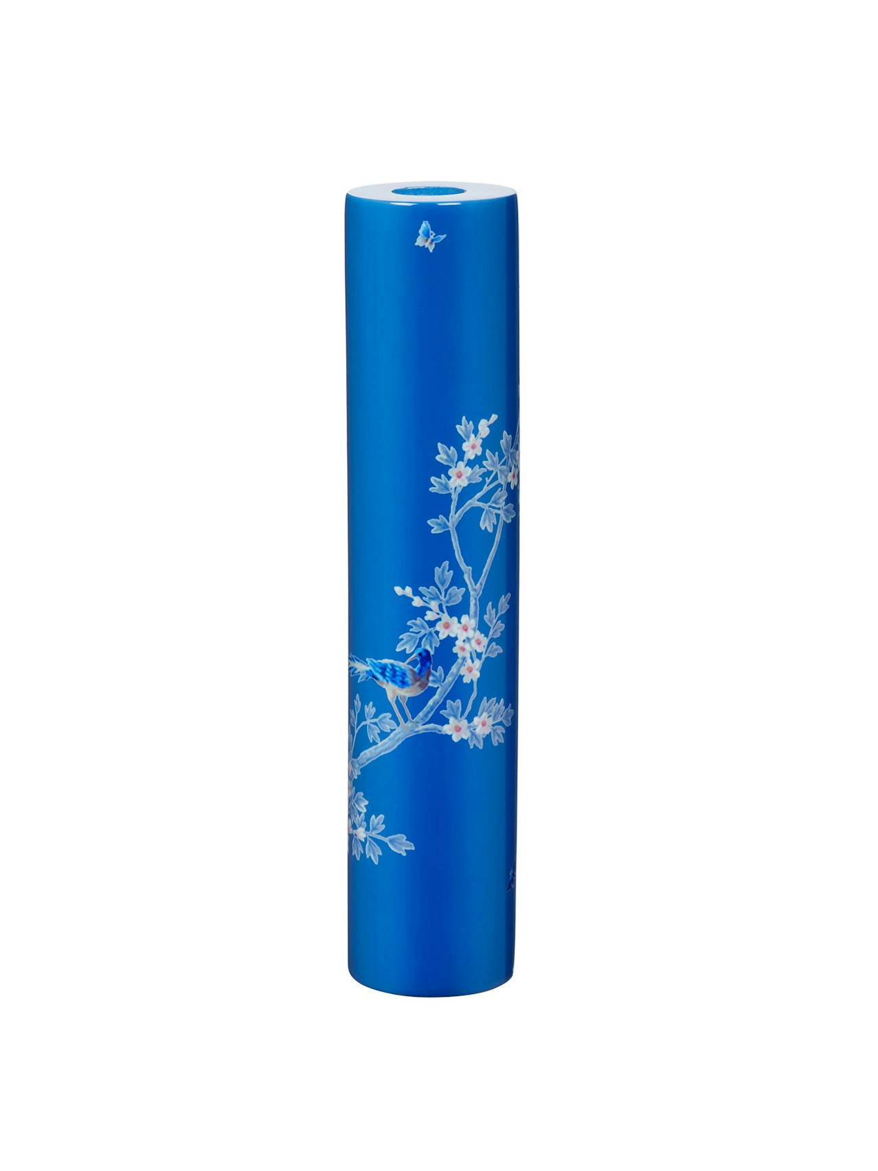 Blue chinoiserie candlestick