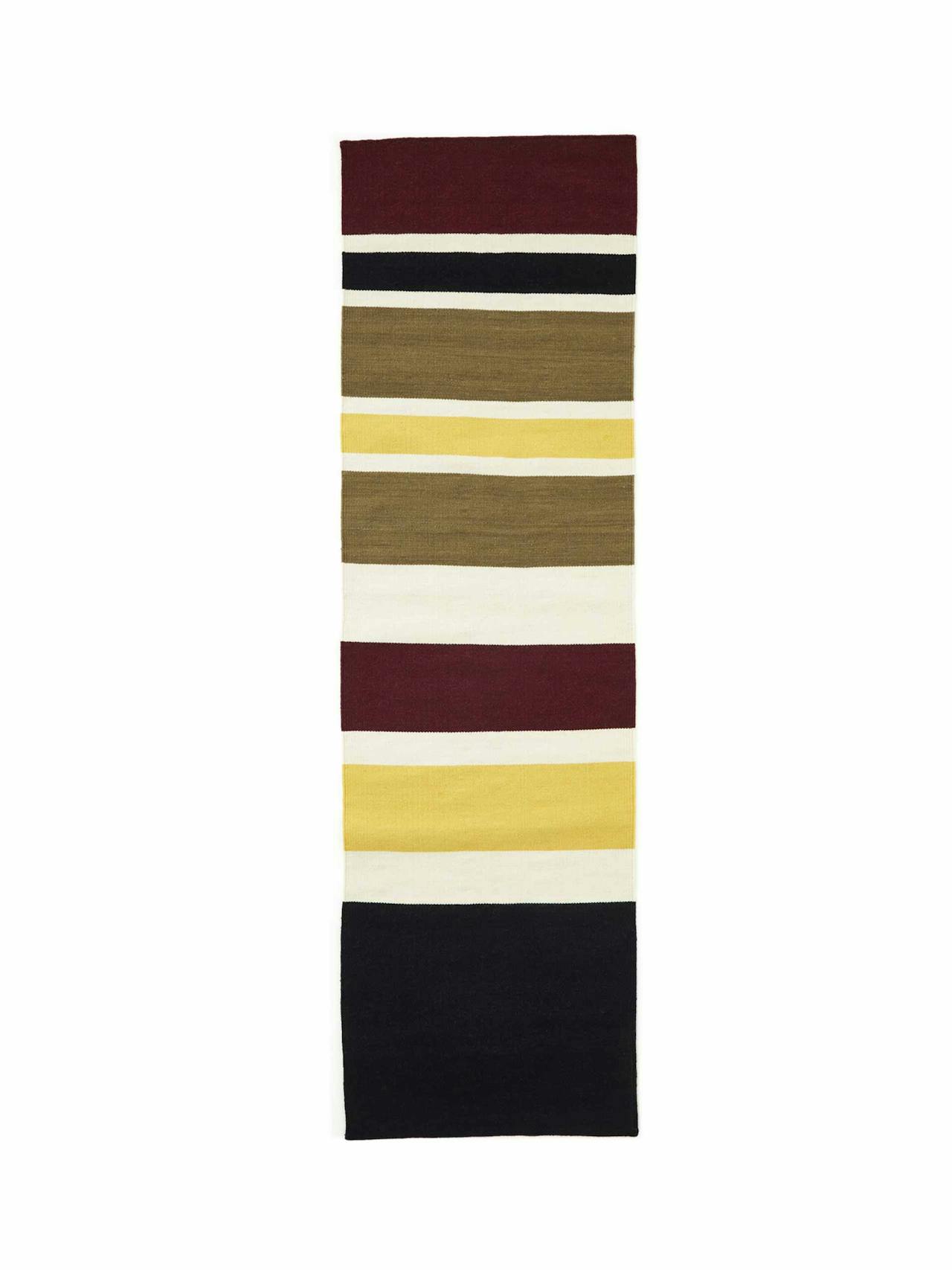 Burgundy block stripe runner rug
