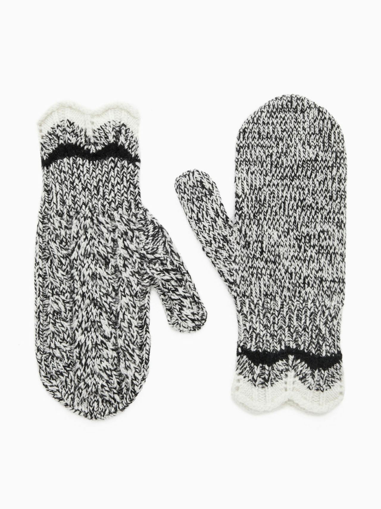 Cable-knit merino wool mittens