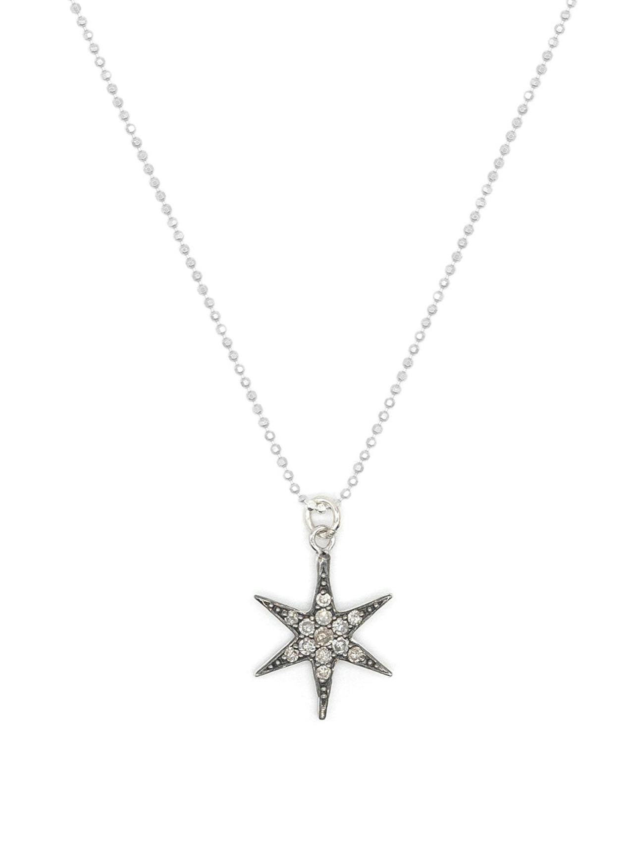 Diamond silver cosmic star necklace
