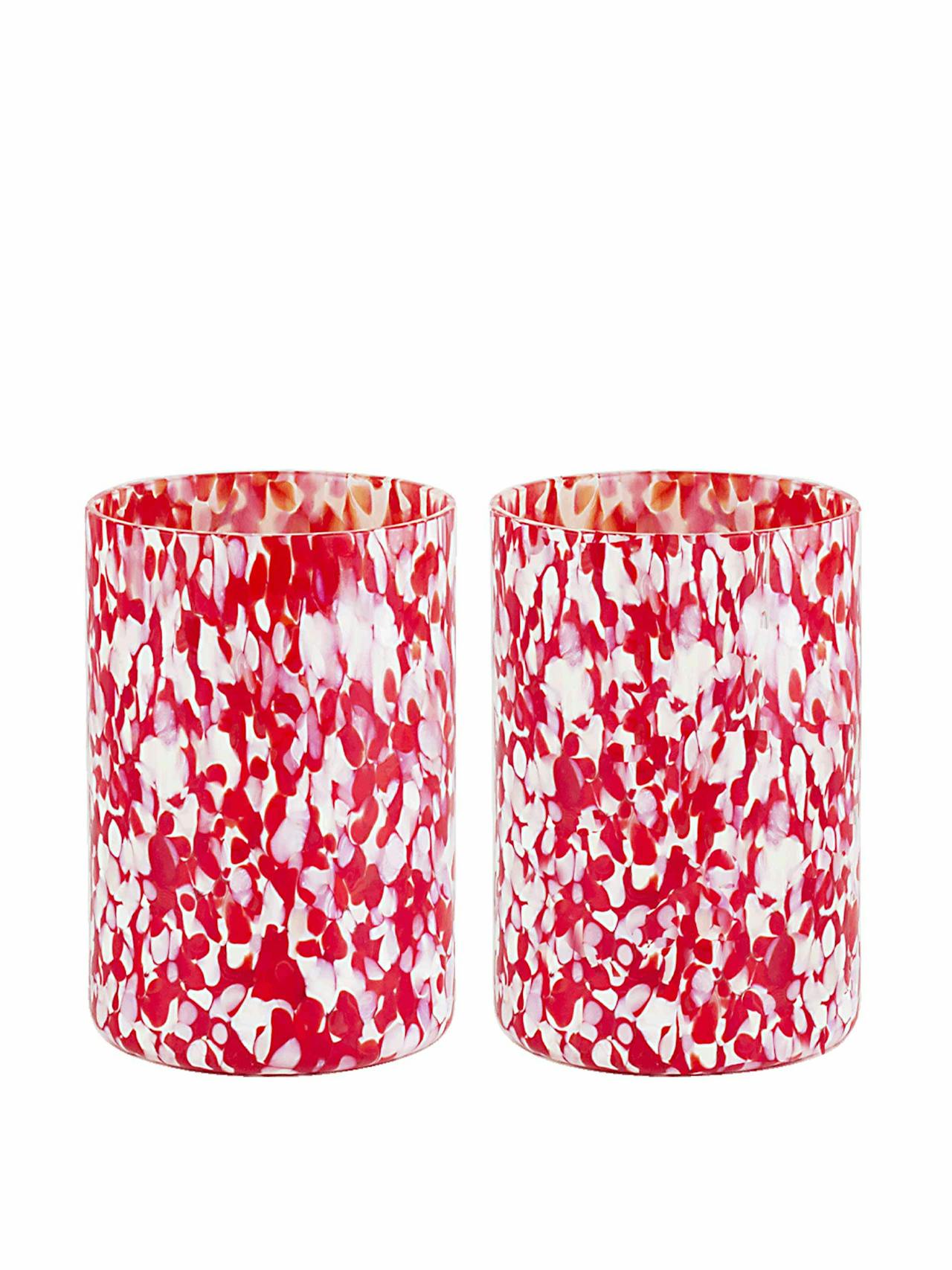 Red and ivory Murano glass tumblers (set of 2)