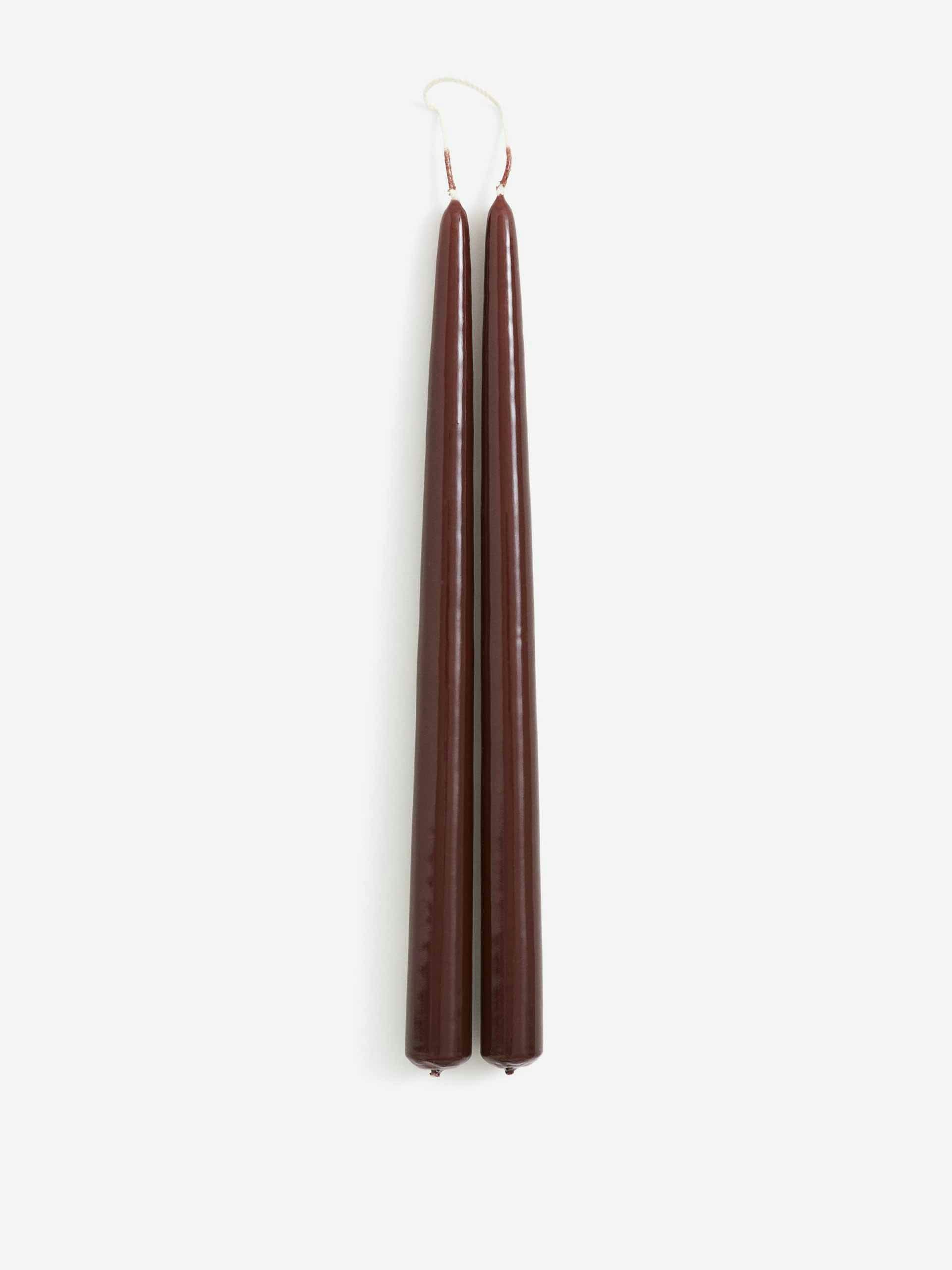 Brown tapered candles (2-pack)