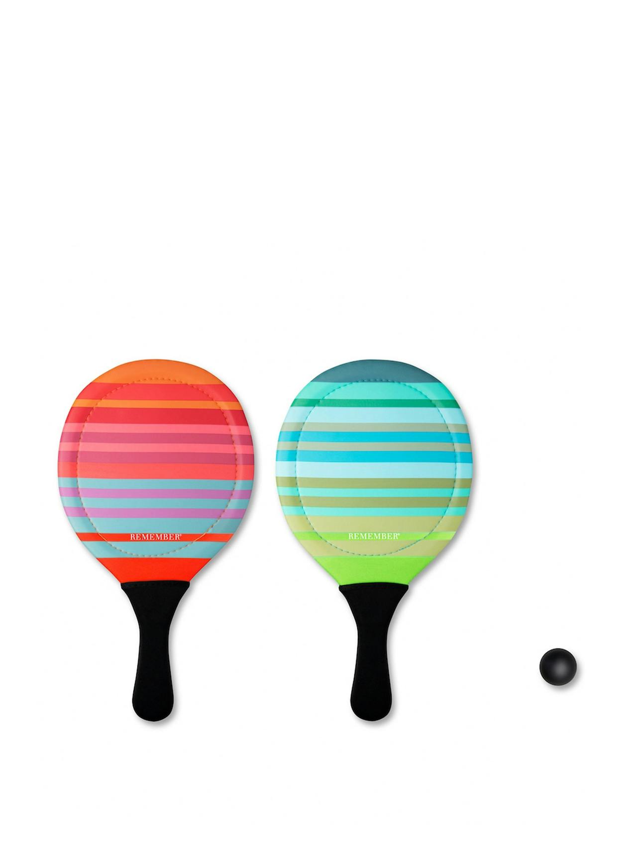 Stripy beach tennis bats-and-ball set