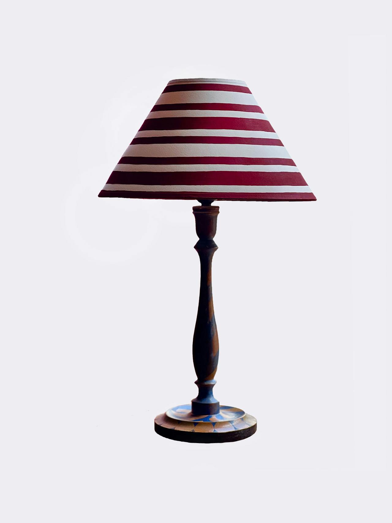 Rouge Carmin Ticking Stripes coolie lampshade