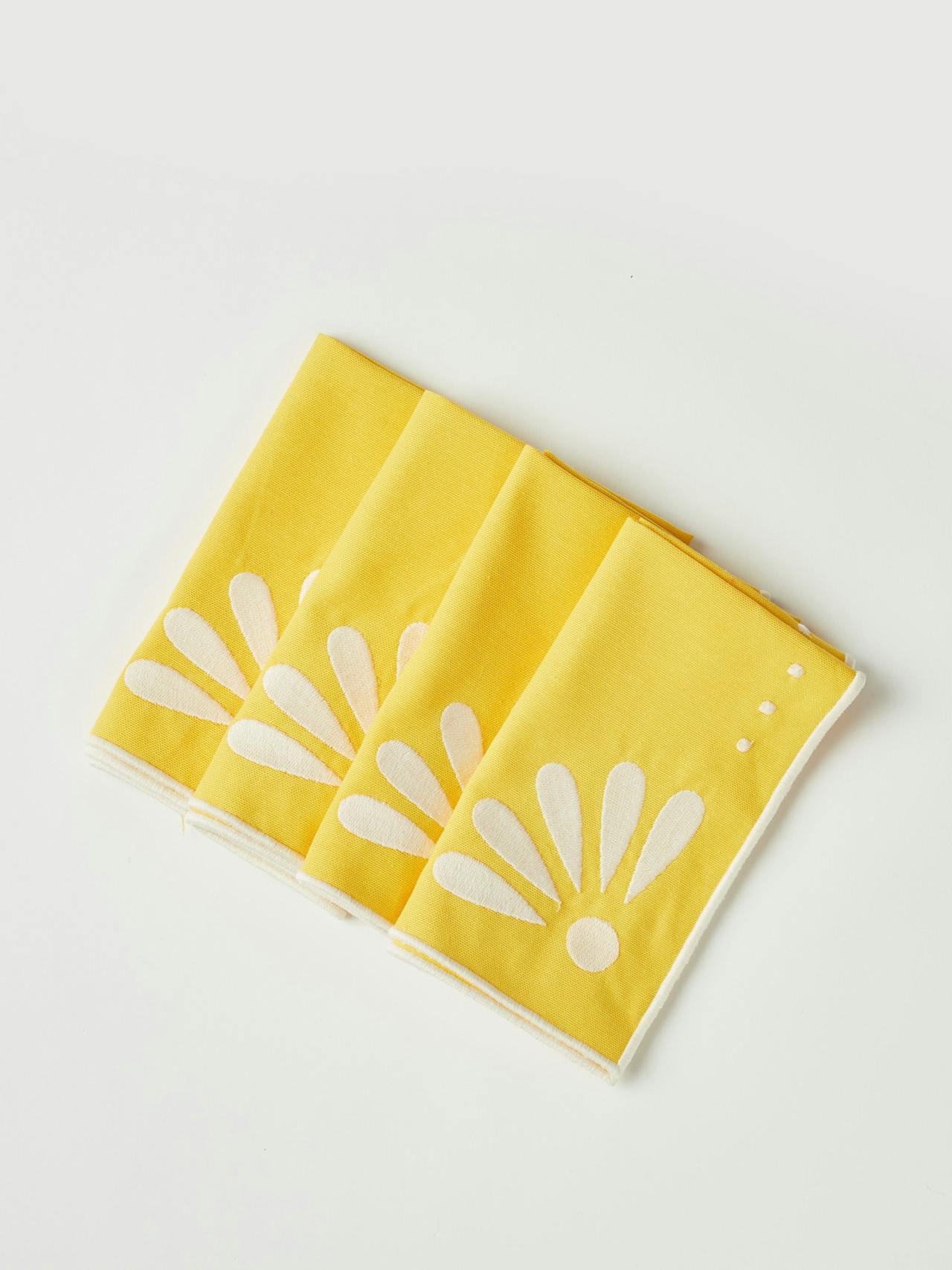 Peony yellow napkins, set of 4