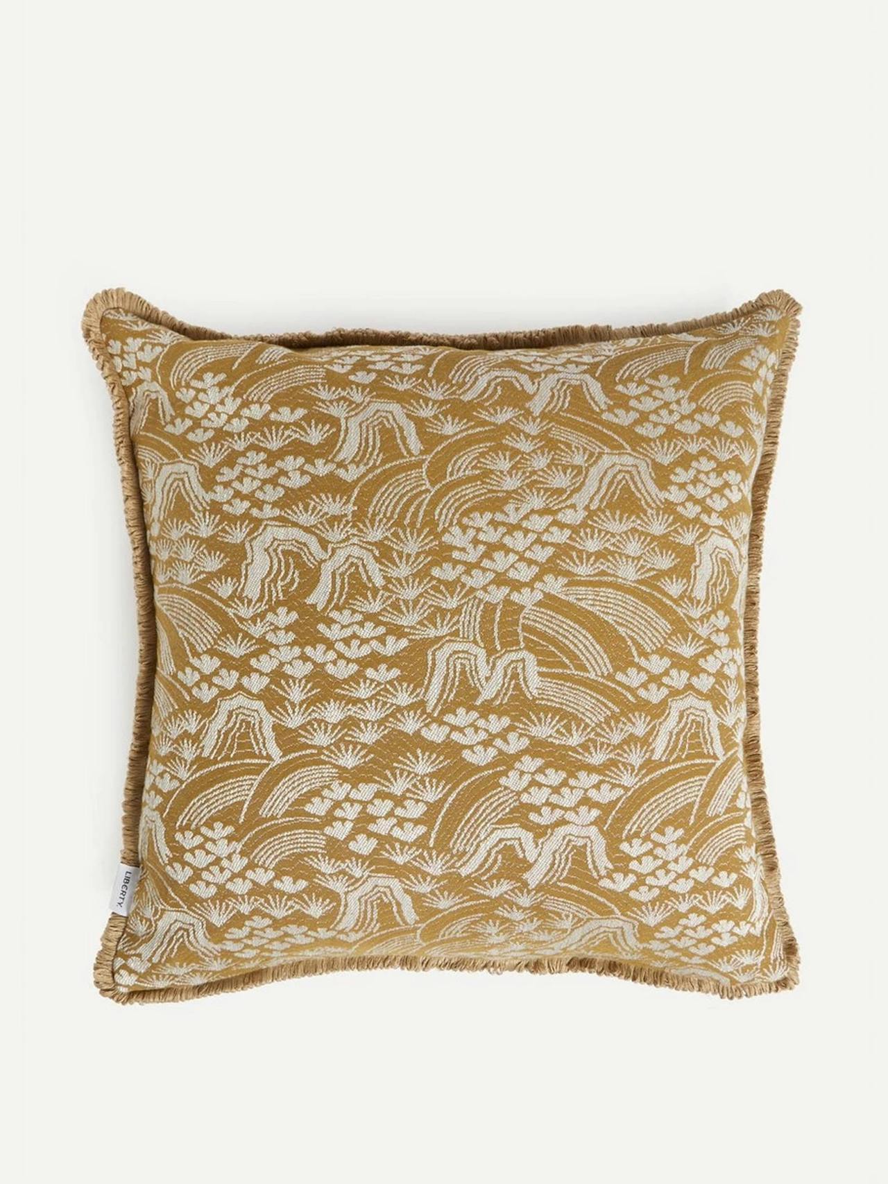 Forest hills jacquard square cushion in ochre