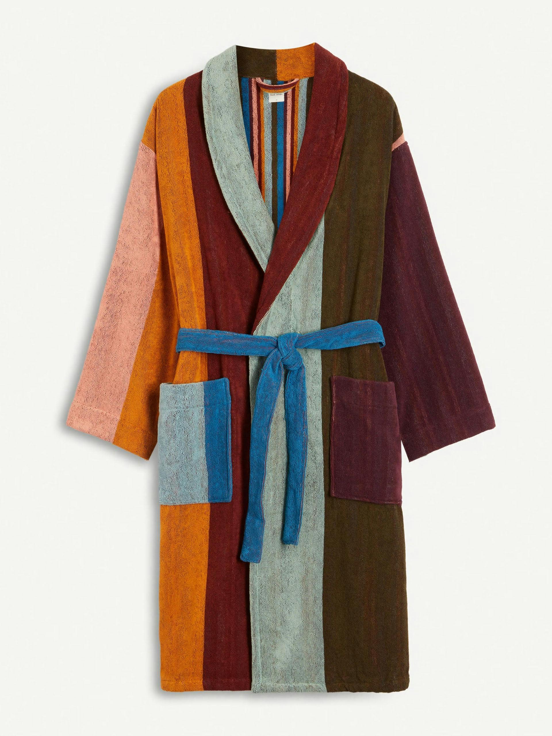 Artist stripe cotton-terry bathrobe