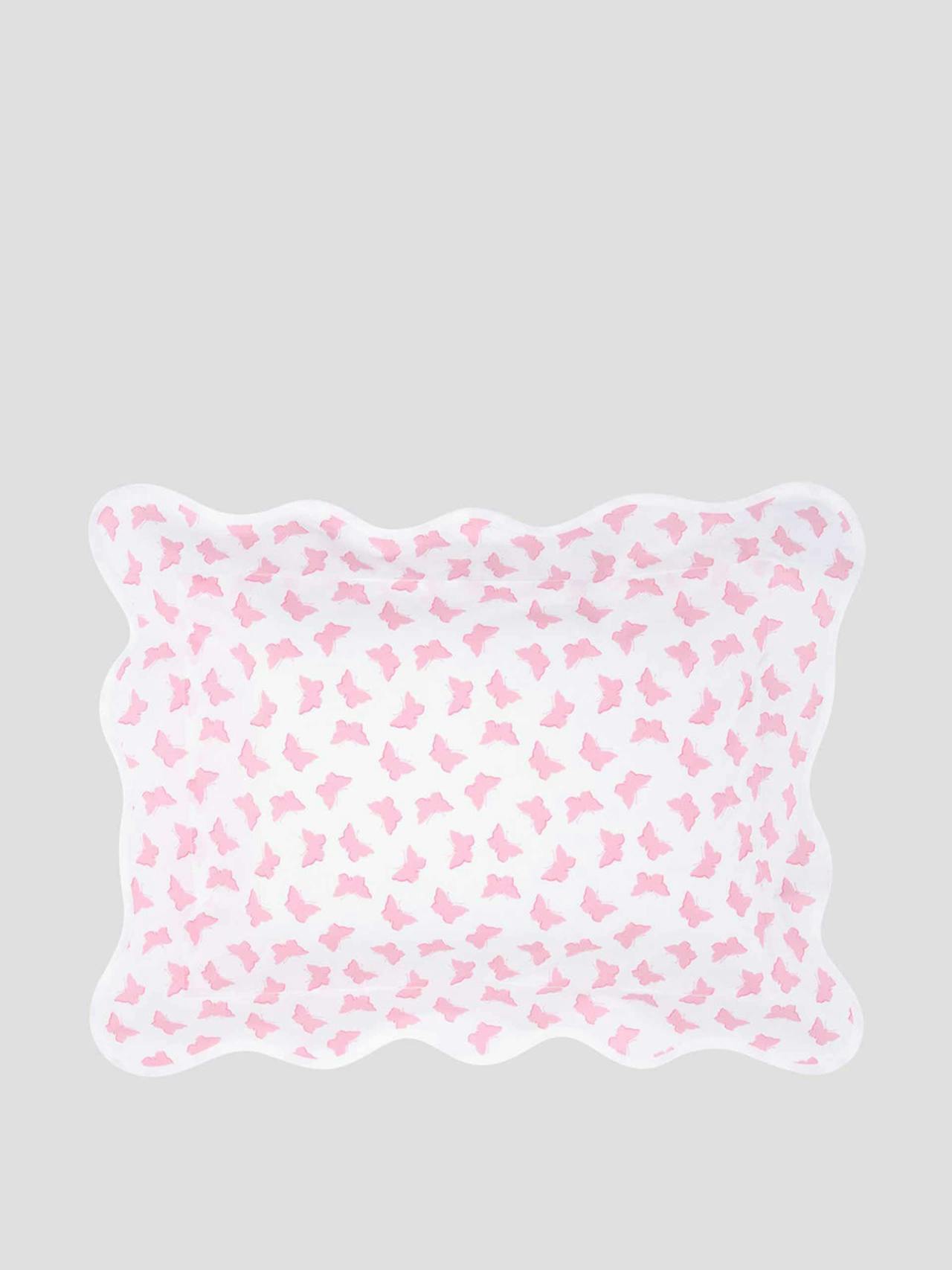 Pink butterflies scalloped baby pillowcase