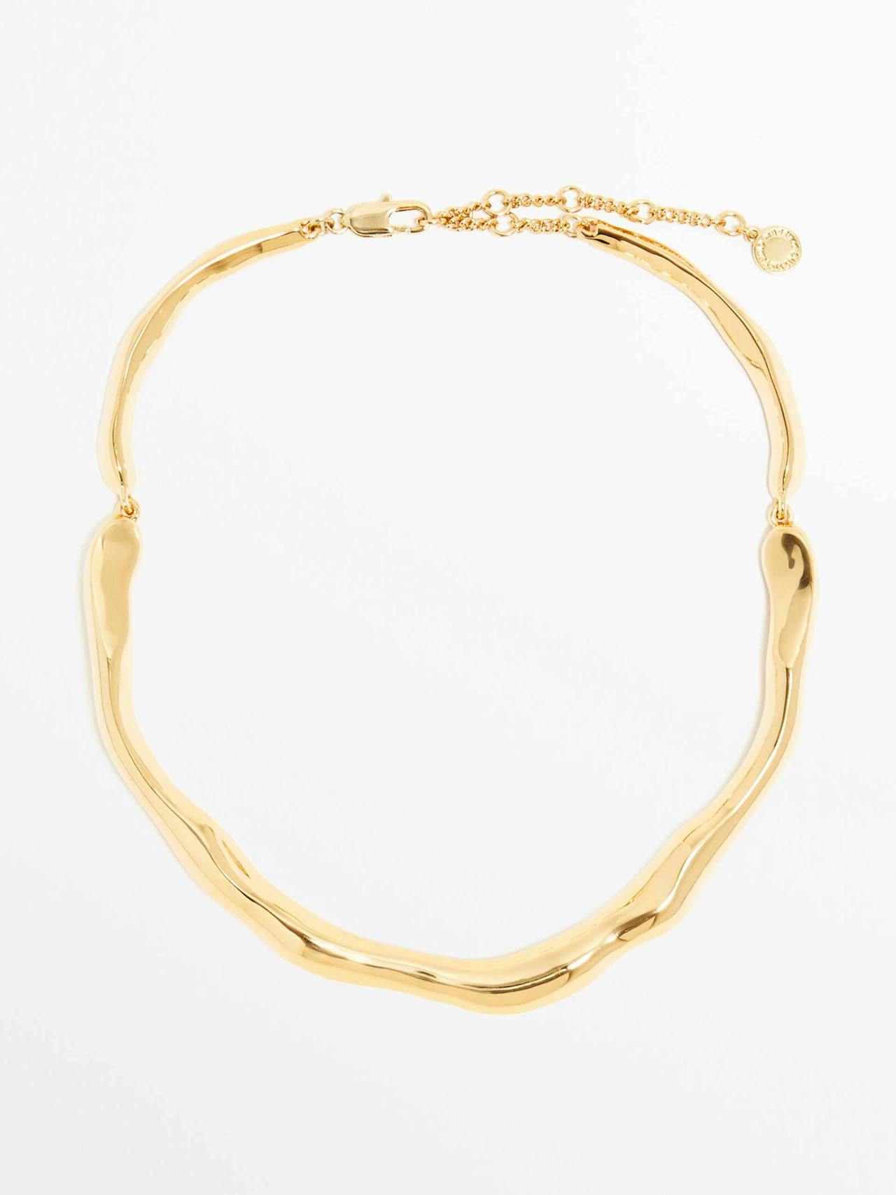 Gold-plated textured chain necklace