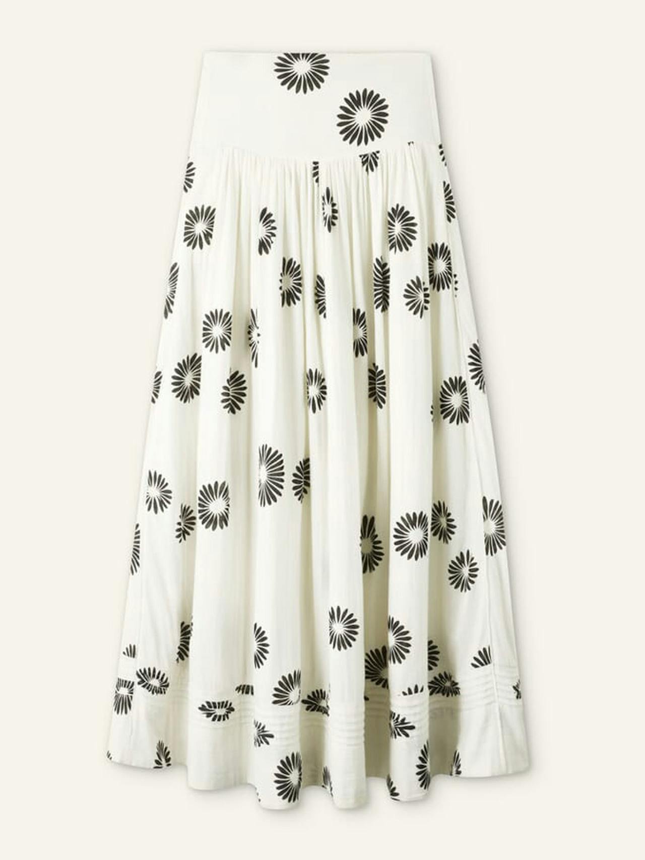 Cheesecloth modern daisy print maxi skirt