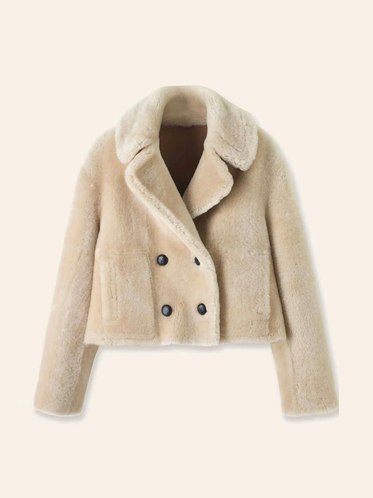 Short shearling coat
