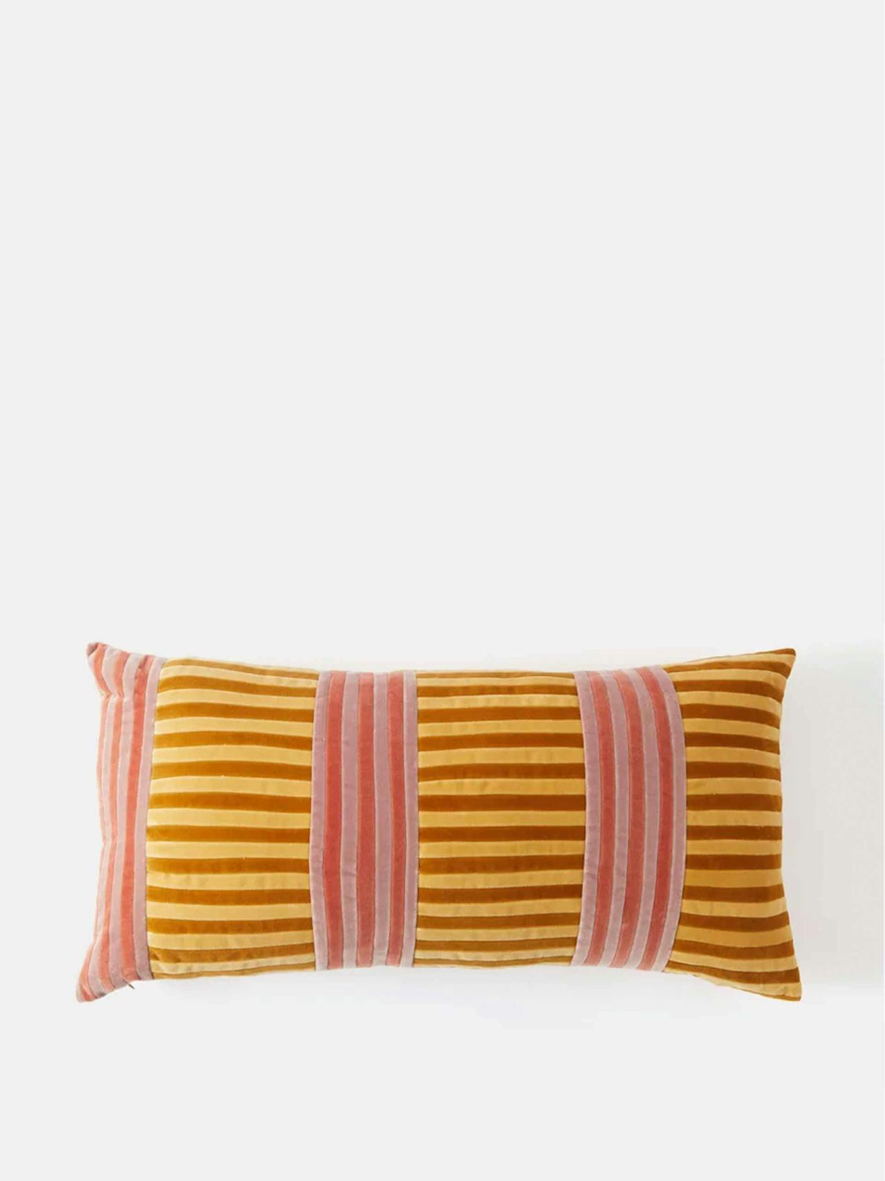 Vida striped cotton-velvet cushion