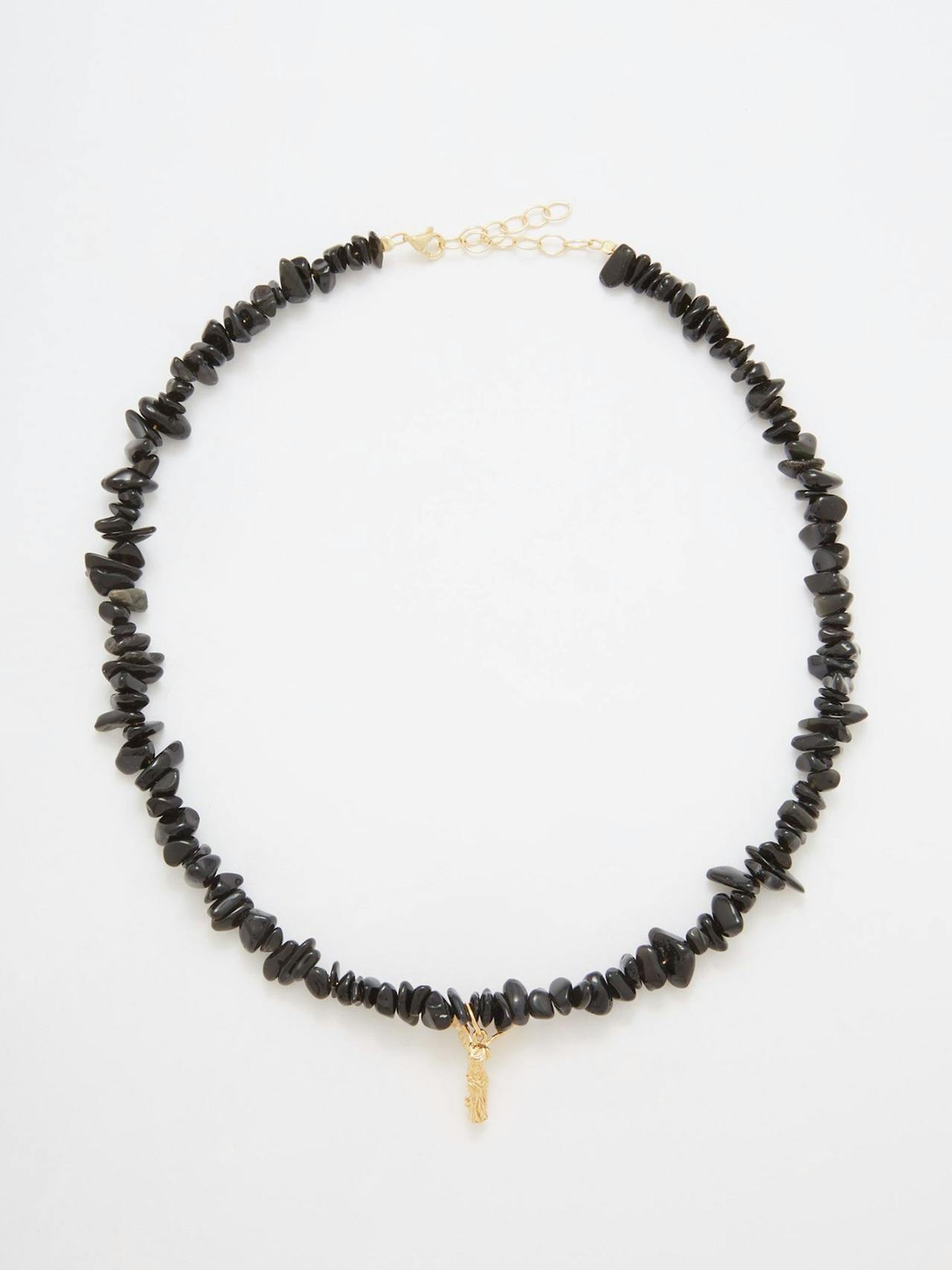 Goddess-charm gold-vermeil & onyx necklace